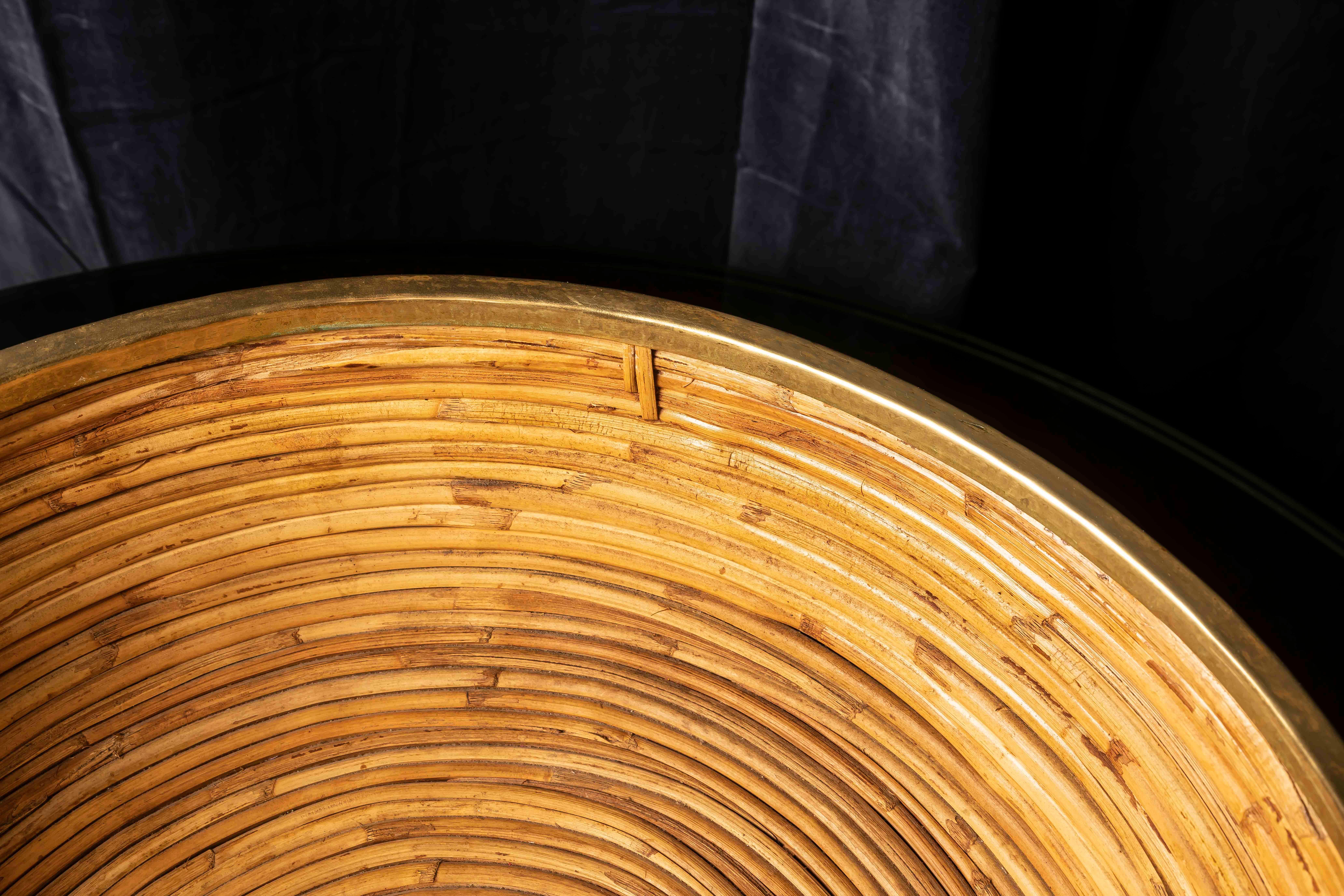 Gabriella Crespi  Centre de table en rotin et laiton, Italie, 1970 en vente 2