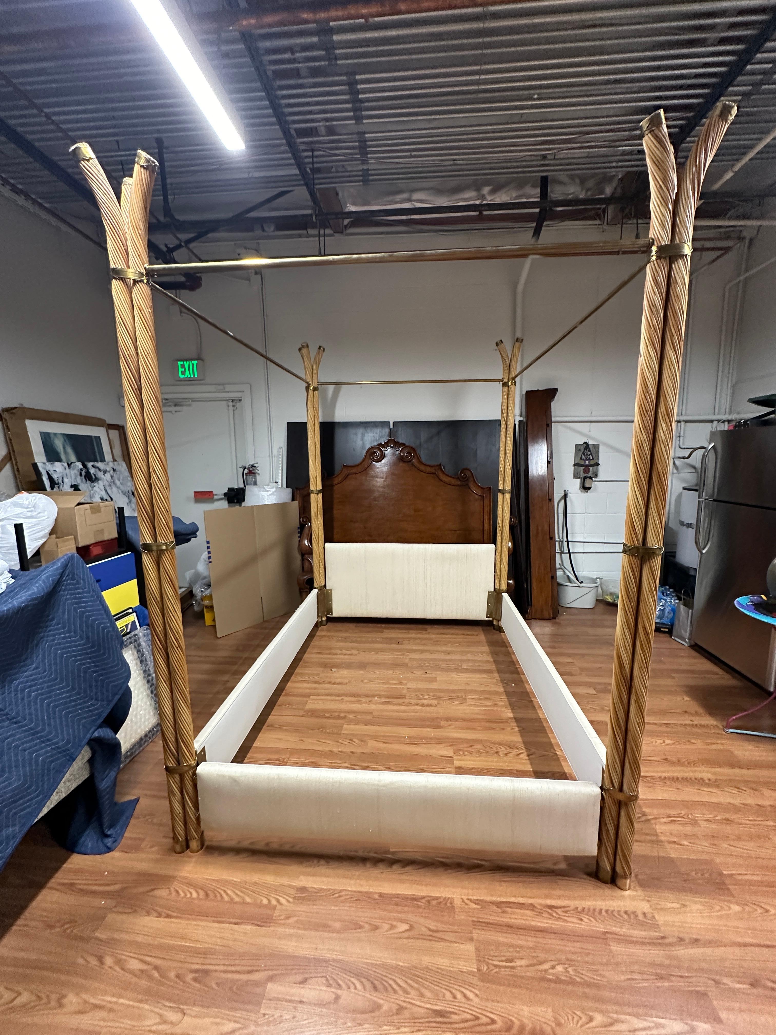 antique brass queen bed