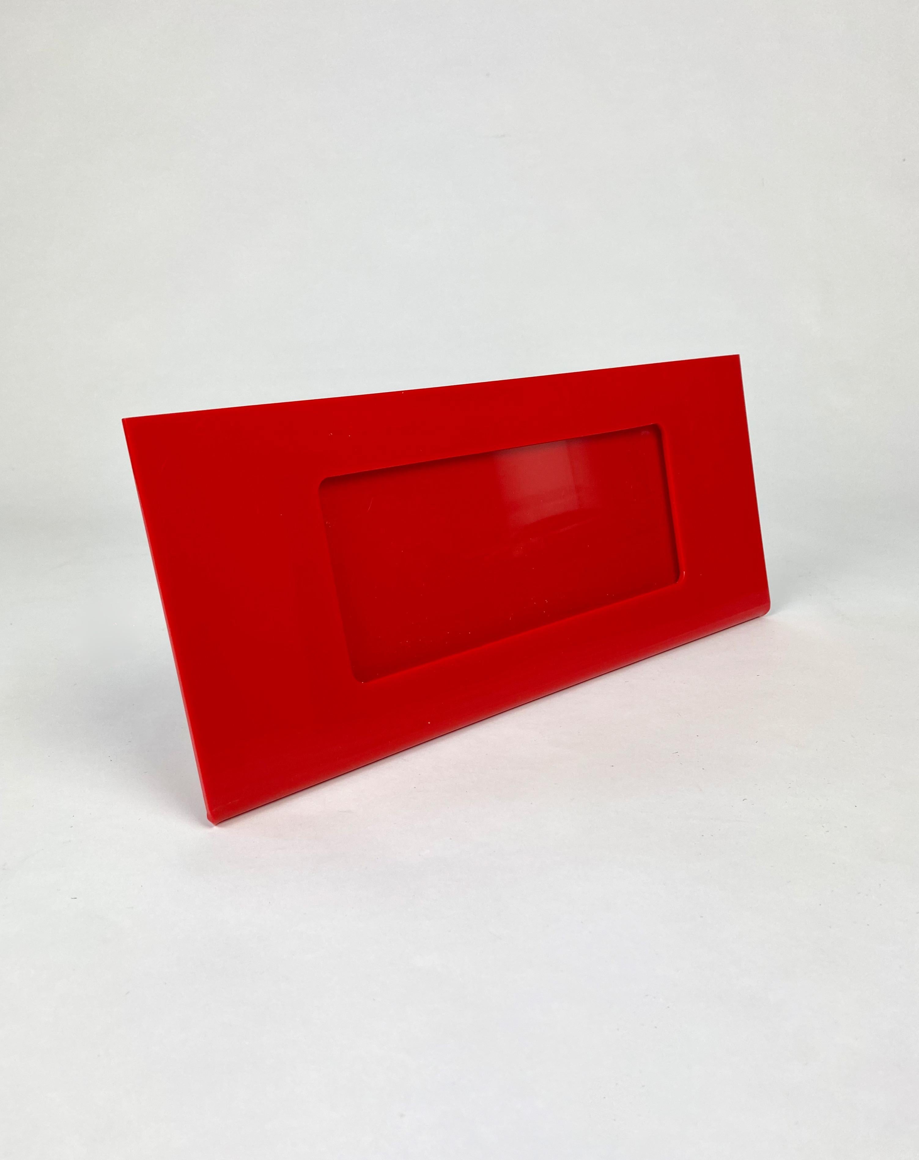 Mid-Century Modern Gabriella Crespi Rectangular Red Picture Frame Photo in Lucite, Italy, 1970s