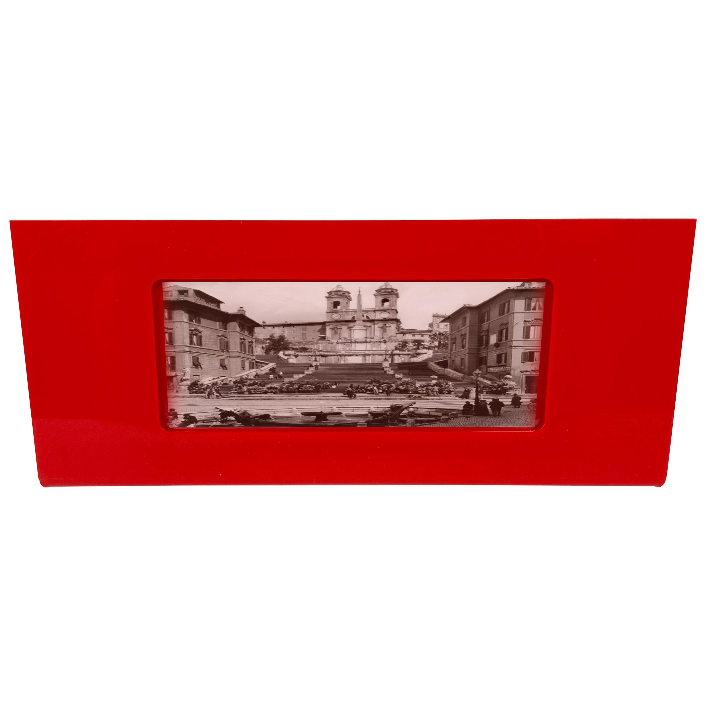 Gabriella Crespi Rectangular Red Picture Frame Photo in Lucite, Italy, 1970s