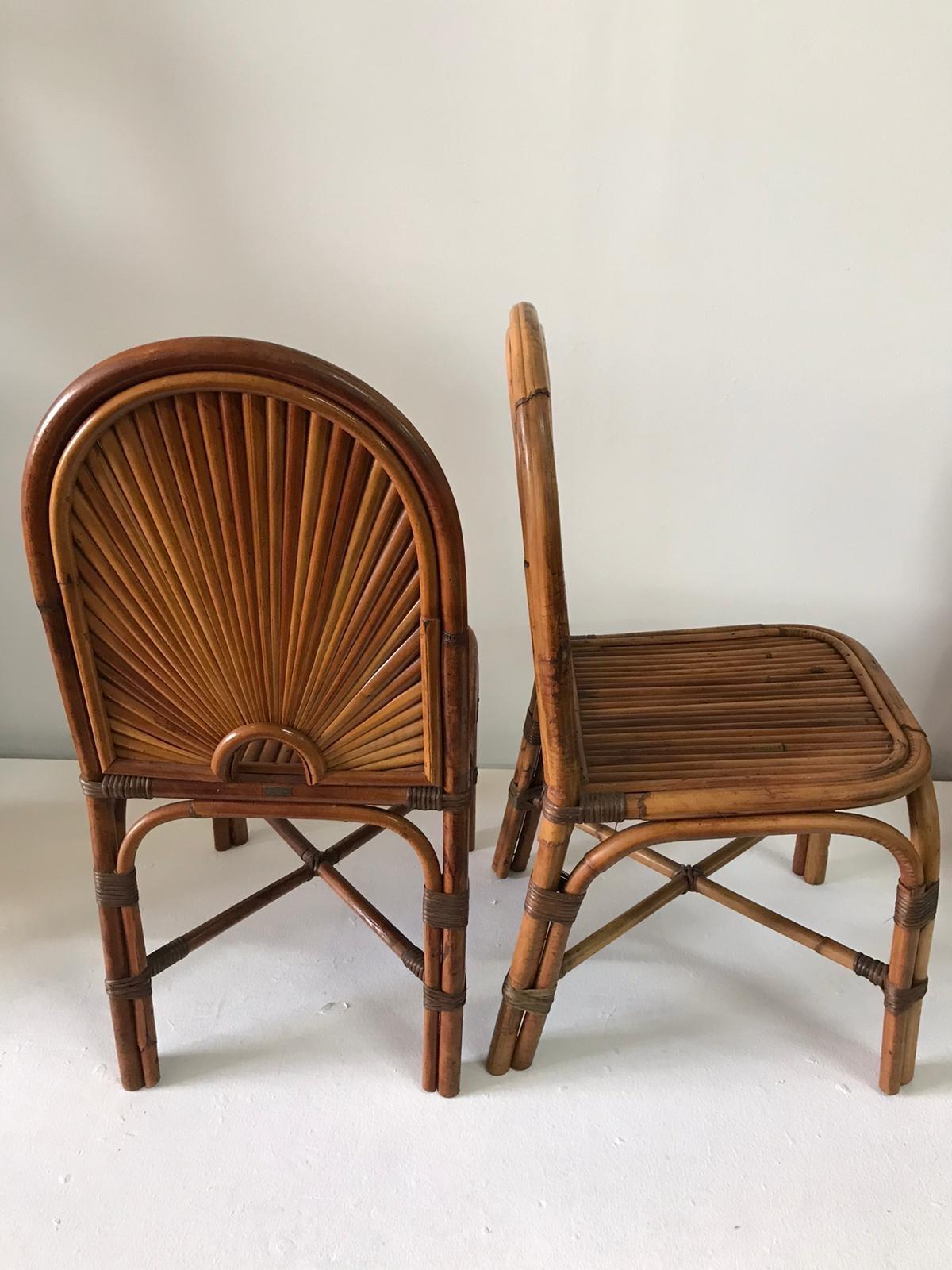 Gabriella Crespi Rising Sun Collection Rattan Chairs, Set of 8 3