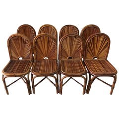 Chaises en rotin de la collection Rising Sun de Gabriella Crespi:: lot de 8