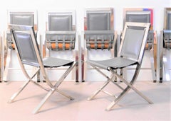 Gabriella Crespi Set of 8 Sedia 73 Gray Leather Chairs