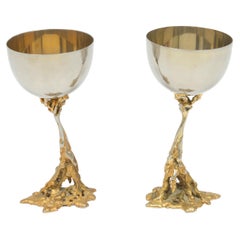 Gabriella Crespi Signed Brass Chalices Cups 1970 Midcentury Italian