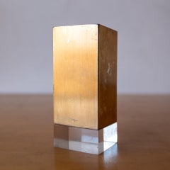 Gabriella Crespi Signed Lucite and Brass Pencil Cup, 1970s