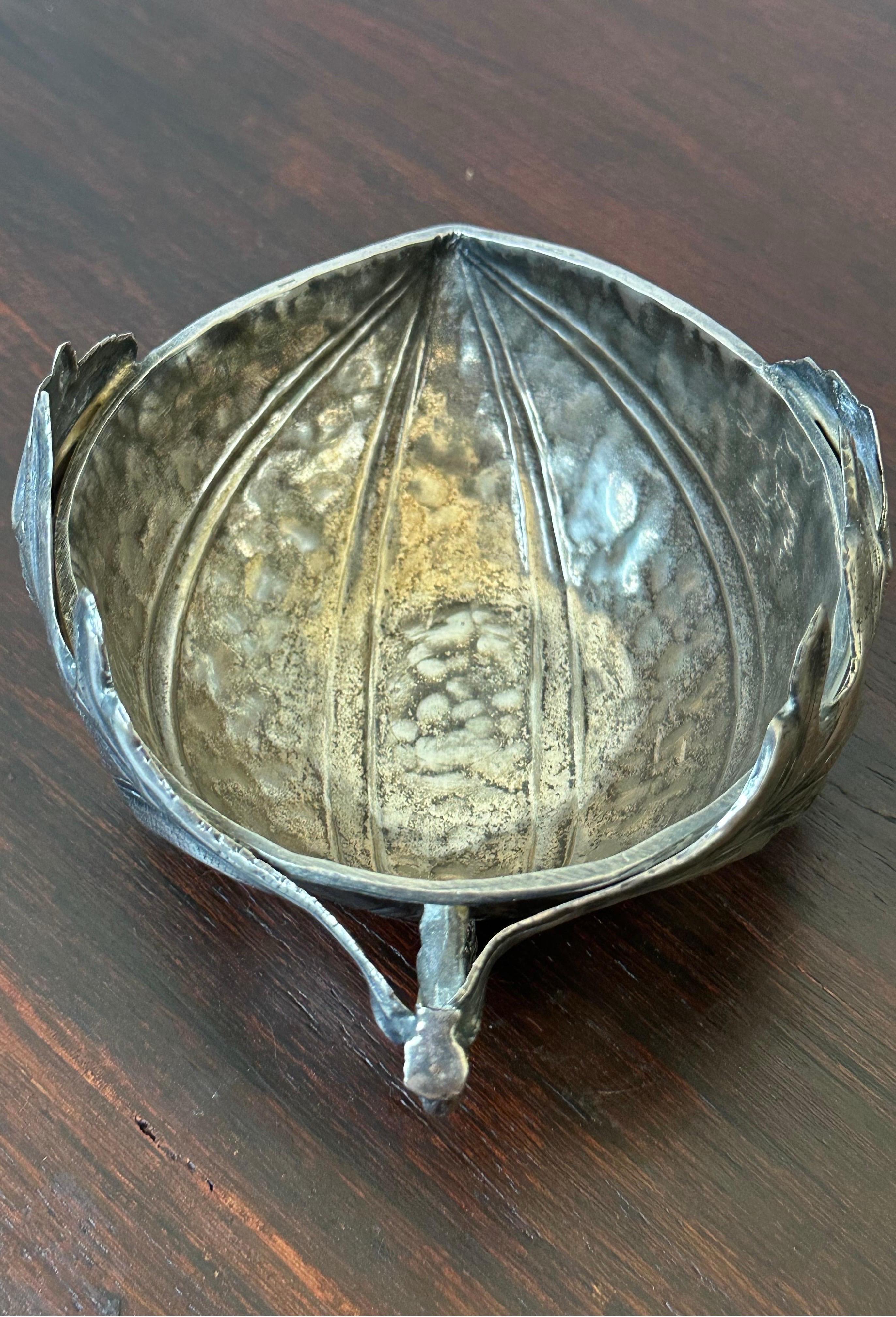 Gabriella Crespi Silver Plated Noci Acorn Bowl With Handle, Signed For Sale 4