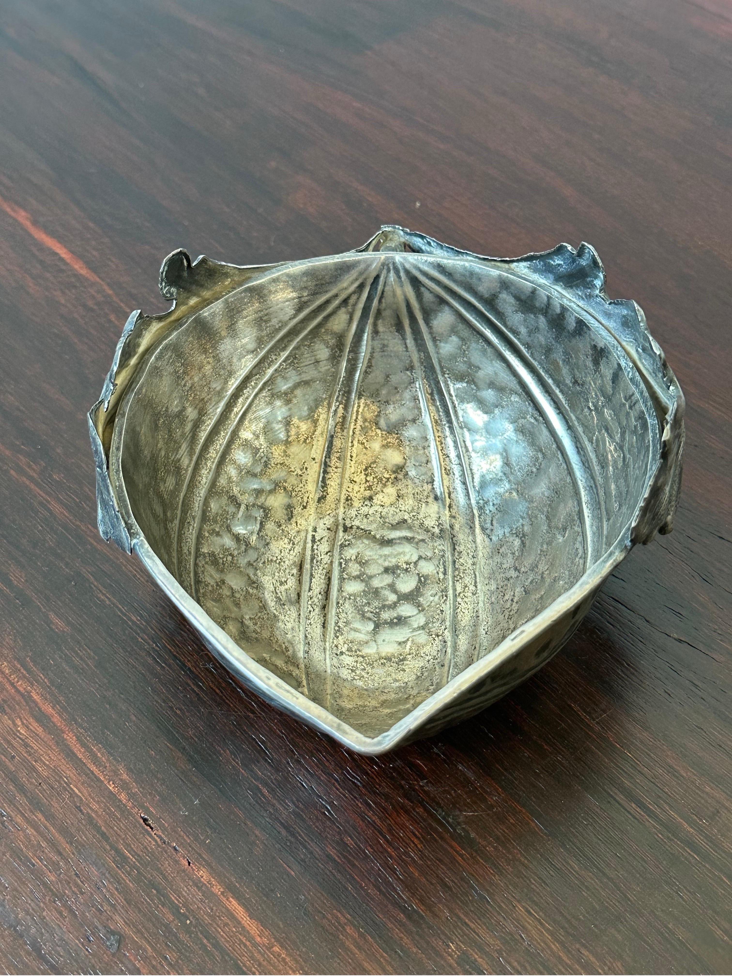 Gabriella Crespi Silver Plated Noci Acorn Bowl With Handle, Signed 5