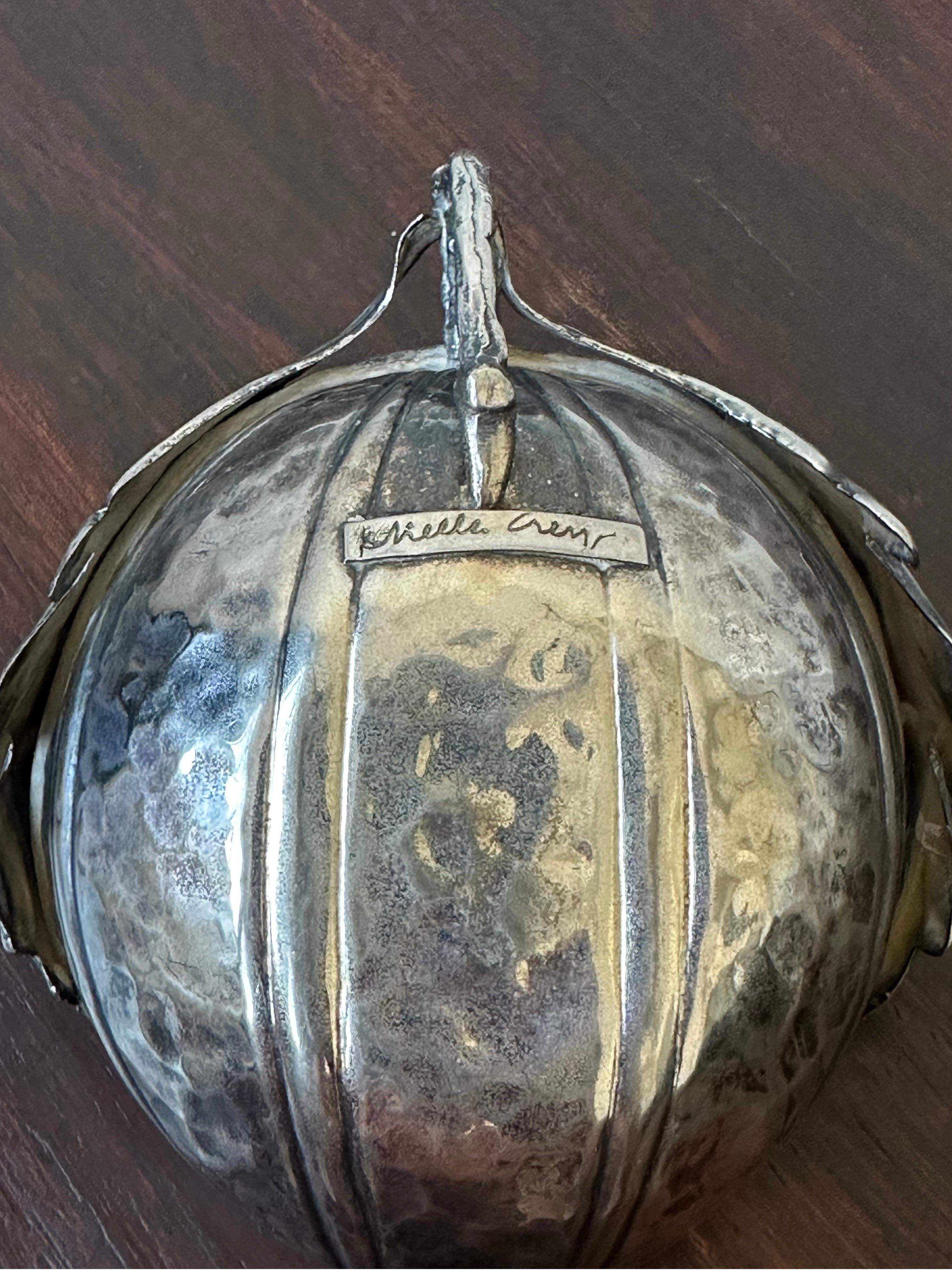 Gabriella Crespi Silver Plated Noci Acorn Bowl With Handle, Signed 6