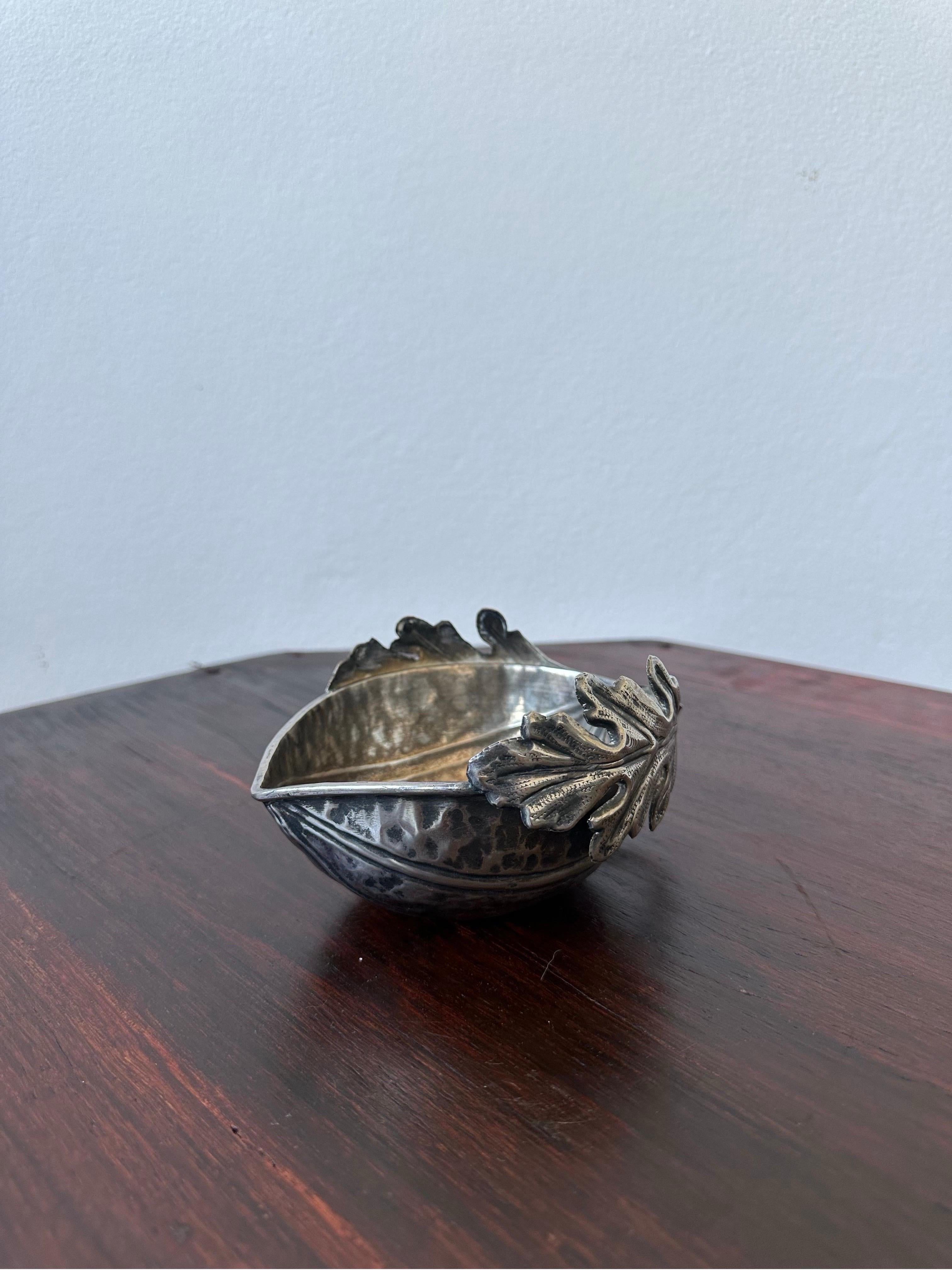Metal Gabriella Crespi Silver Plated Noci Acorn Bowl With Handle, Signed For Sale