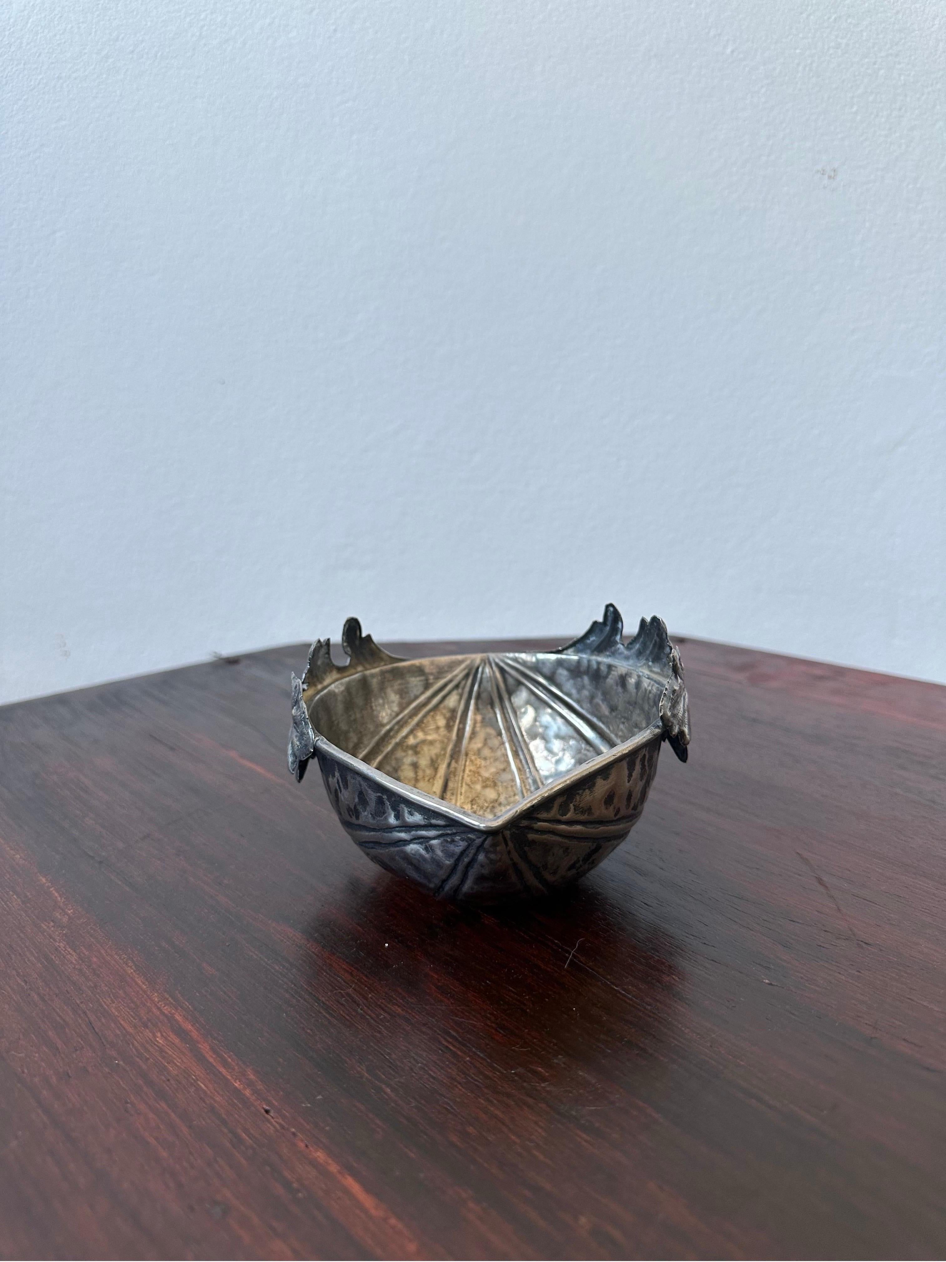 Gabriella Crespi Silver Plated Noci Acorn Bowl With Handle, Signed For Sale 1