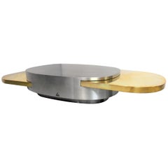 Table basse Ellisse en acier inoxydable et laiton, de Gabriella Crespi, 1976