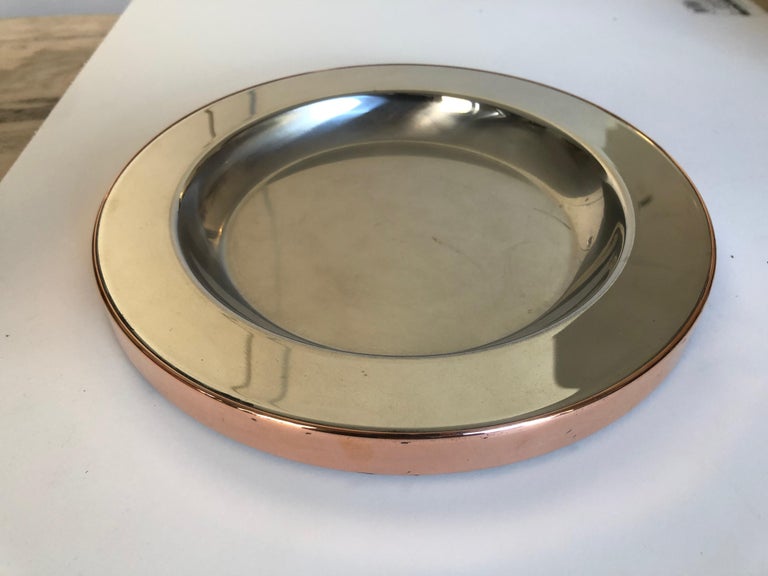 Italian Gabriella Crespi Steel and Copper Charger For Sale
