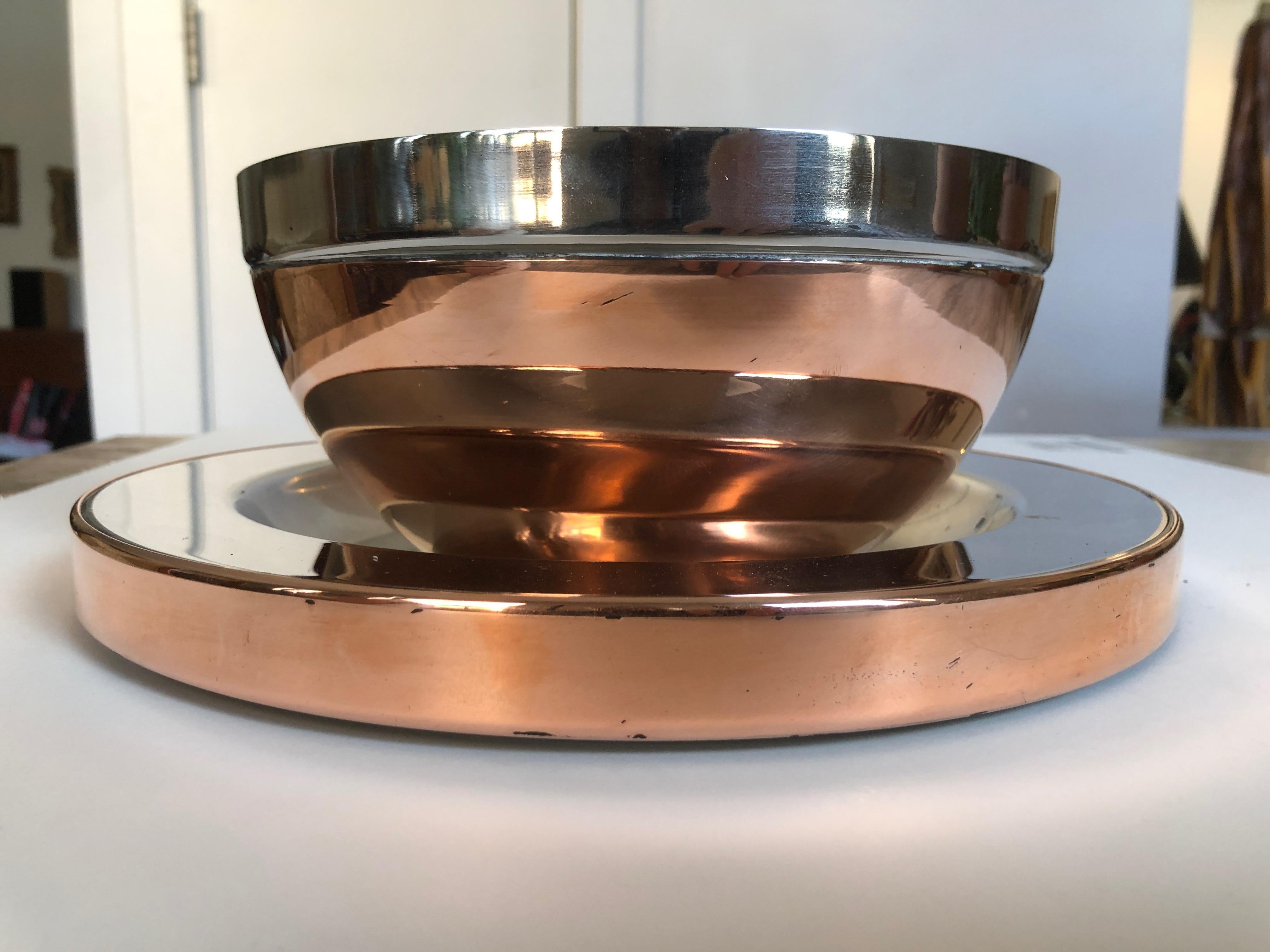 Gabriella Crespi Steel and Copper Charger For Sale 1