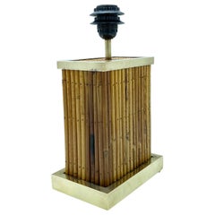 Bamboo and Brass Table Lamp, Italy, 1970s