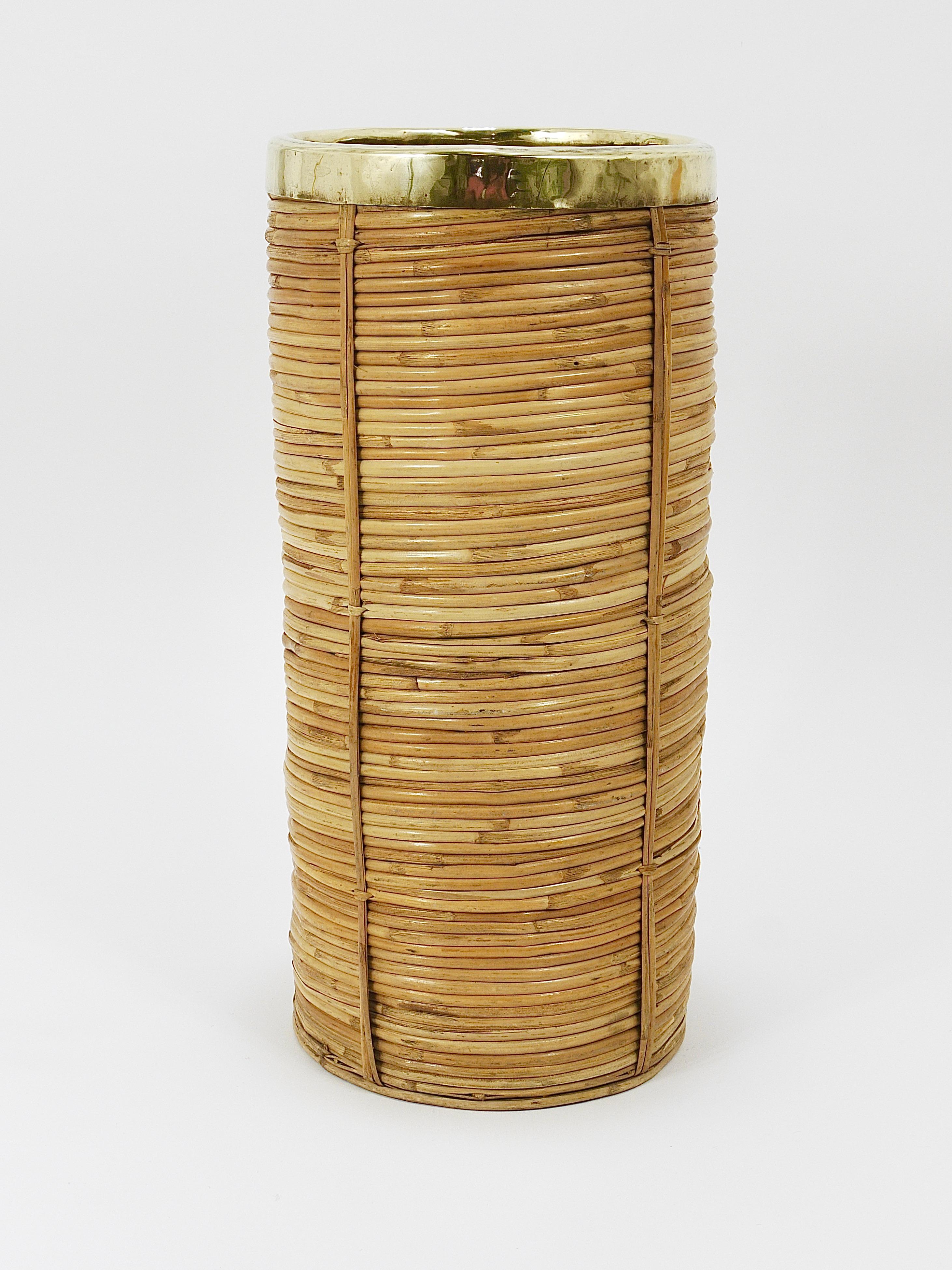Porte-parapluies Hollywood Regency en bambou et laiton, Gabriella Crespi, Italie en vente 3