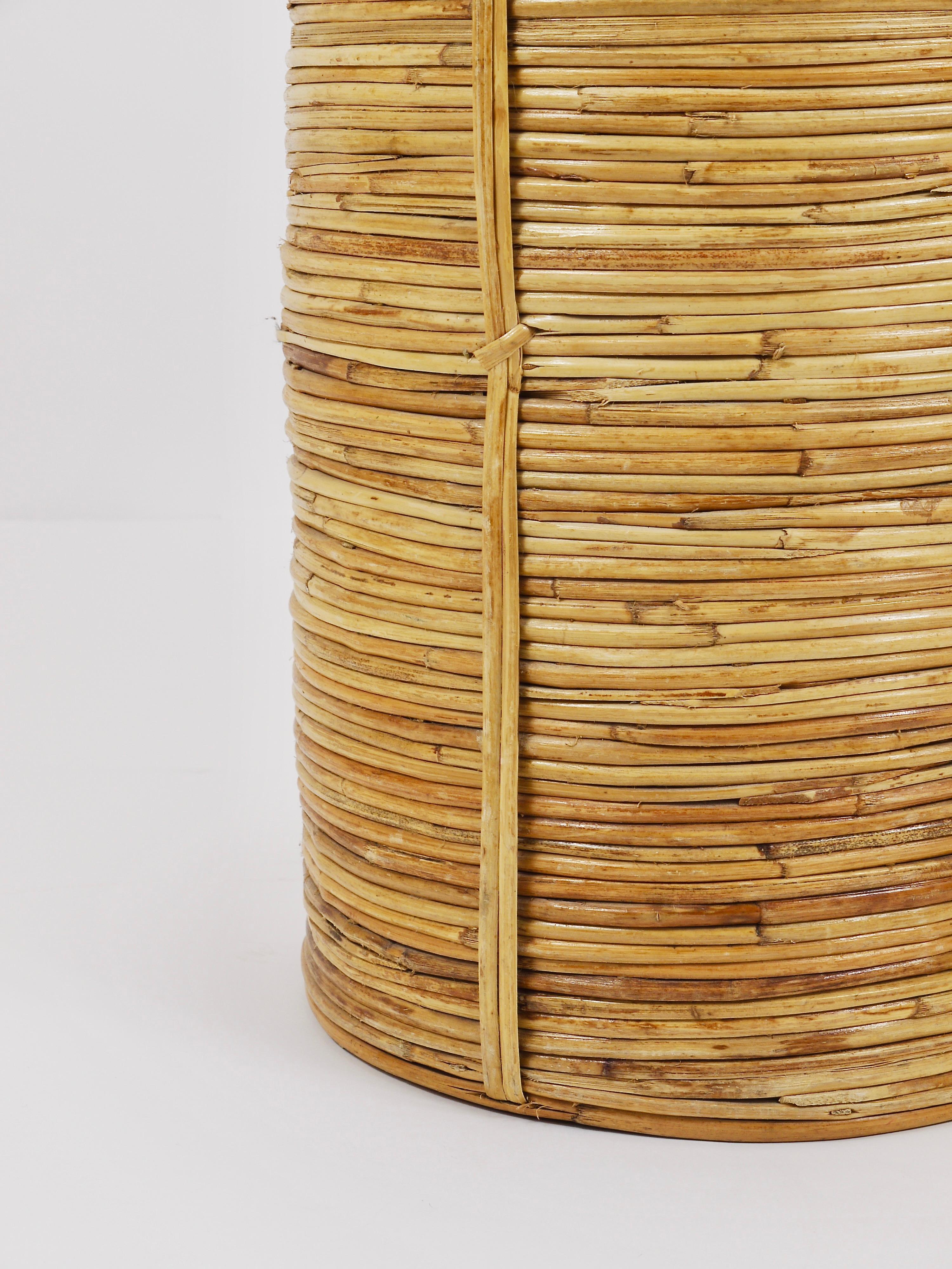Riviera Style Bamboo & Brass Paper Basket Umbrella Stand, Italy, 1970s For Sale 7