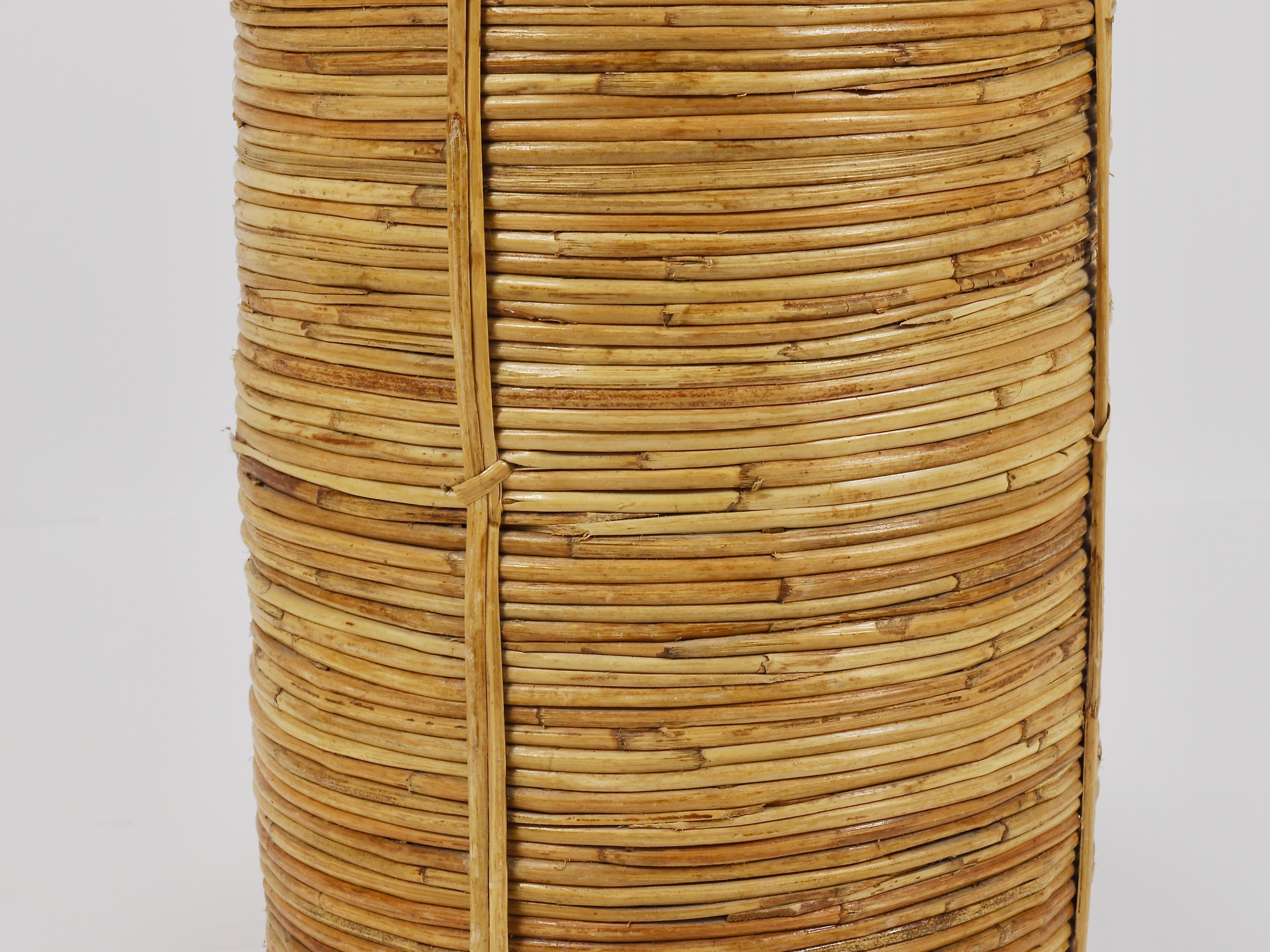 Riviera Style Bamboo & Brass Paper Basket Umbrella Stand, Italy, 1970s For Sale 8