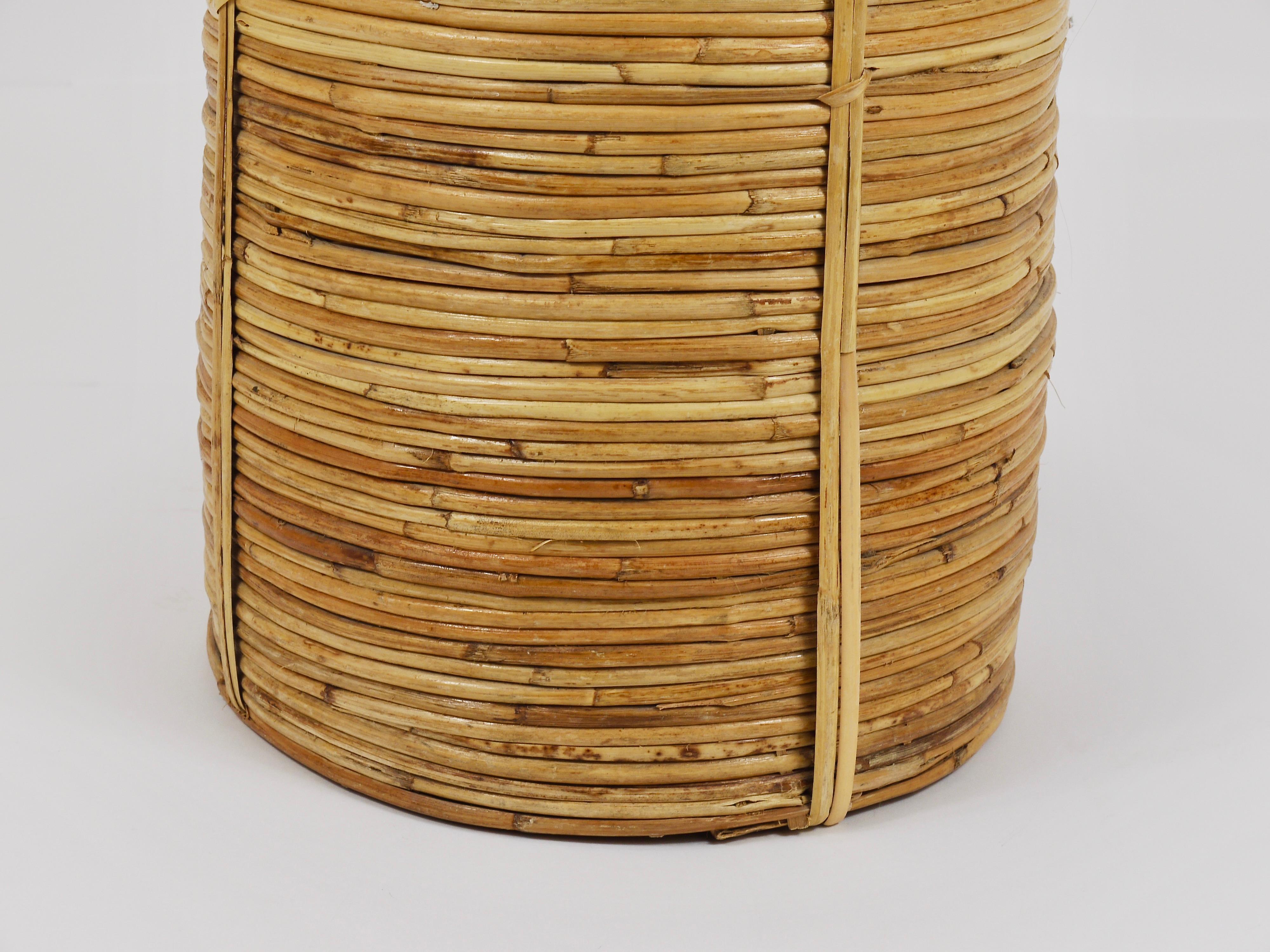 Riviera Style Bamboo & Brass Paper Basket Umbrella Stand, Italy, 1970s For Sale 9