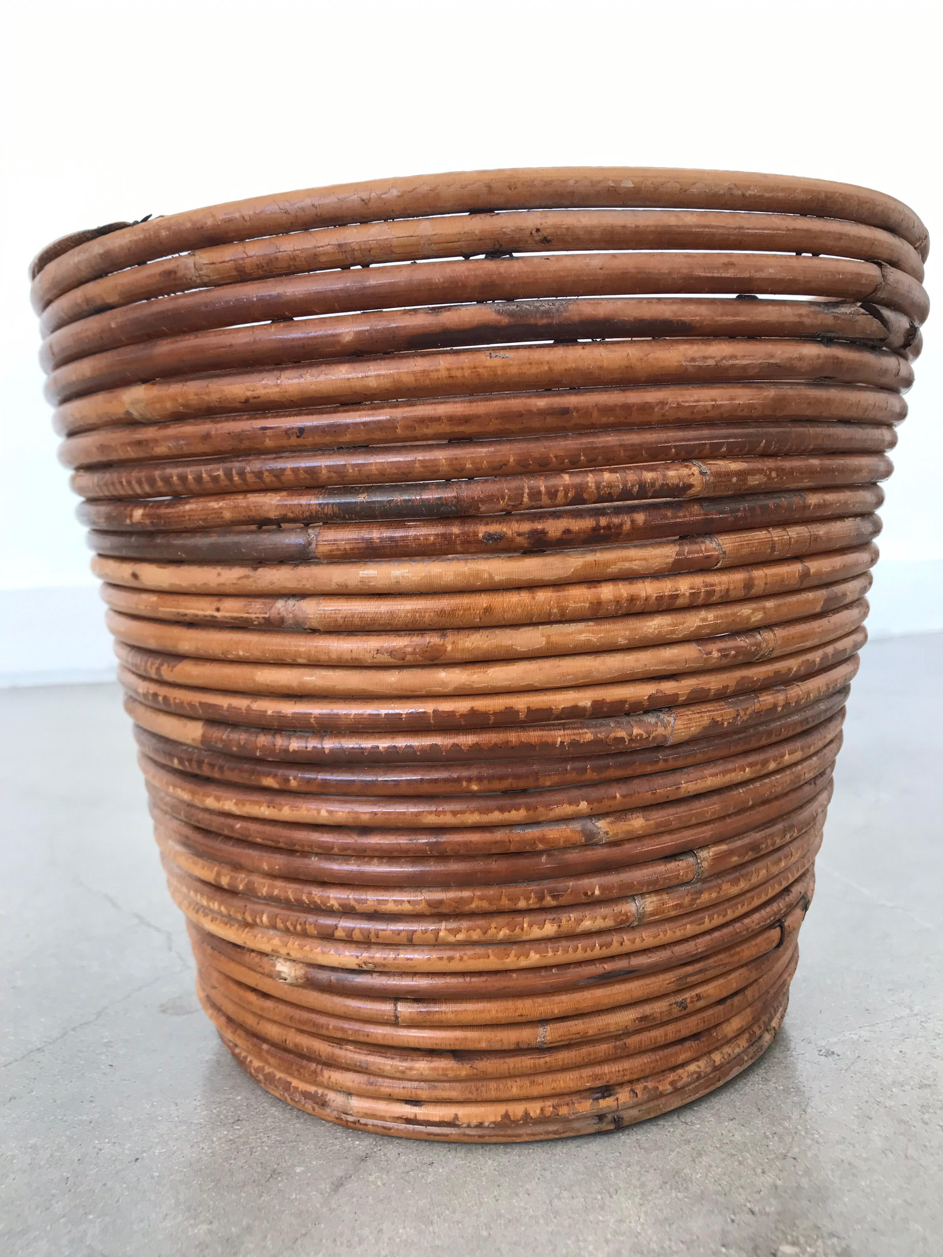 Bamboo Split Reed Rattan Waste Basket or Trash Bin (Italienisch)