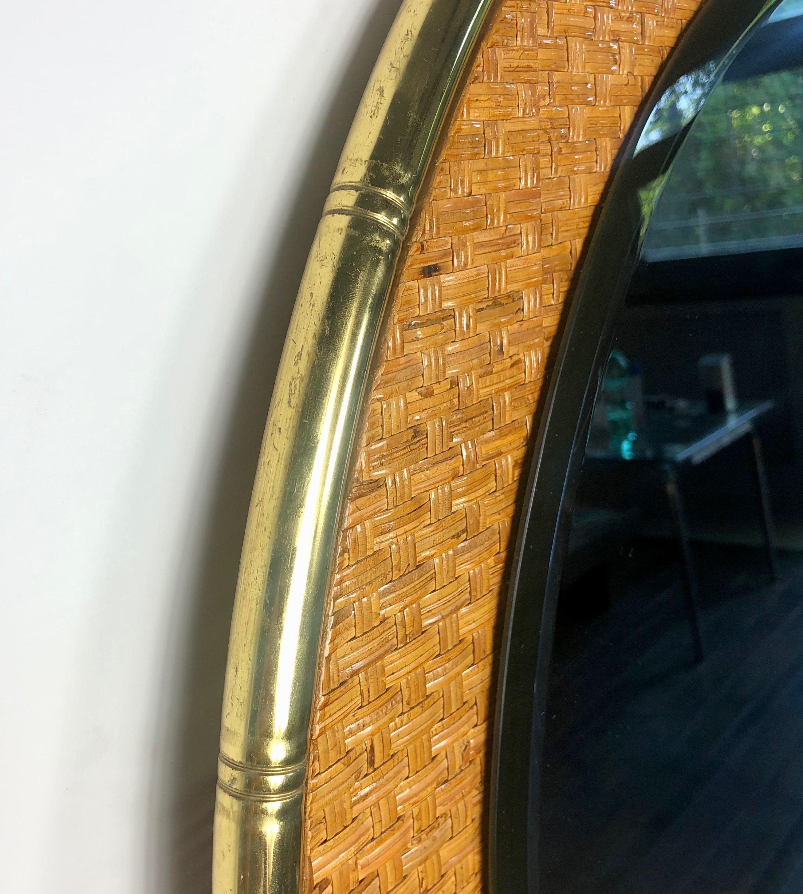 Brass, Bamboo and Mirror Console Etagere, 1960s, Italy 4