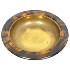 Centerpiece Plate in Tortoiseshell Lucite and Brass, 1960