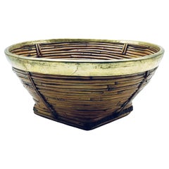 Gabriella Crespi Style Cesto in Ottone e Rattan Italia 1970s