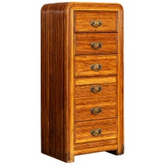 Rattan and Brass Chest of Drawers