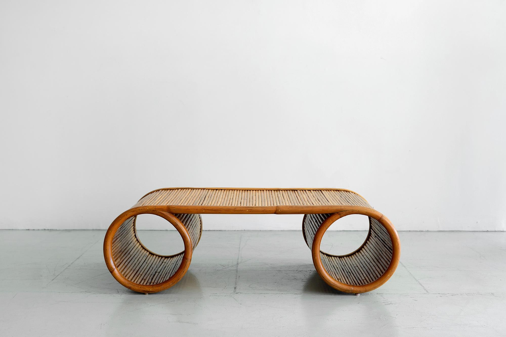 Mid-Century Modern Large Scale Rattan Coffee Tables