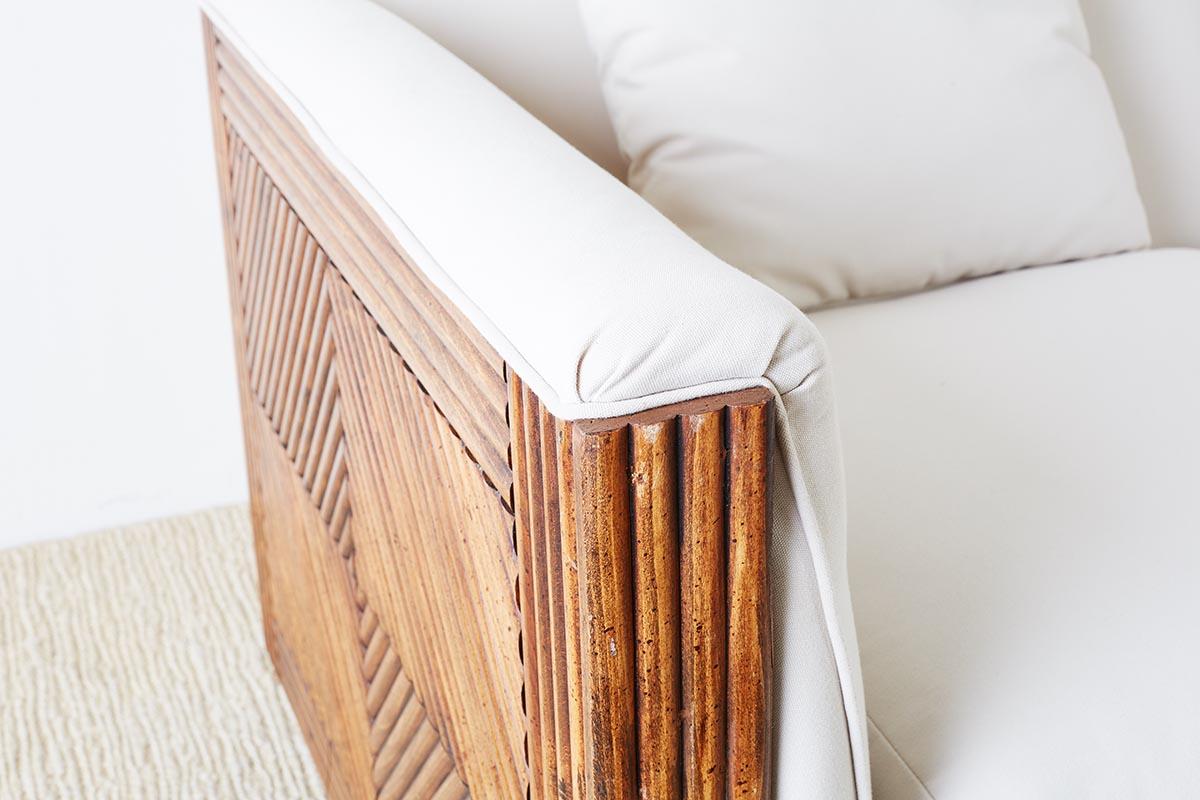 Gabriella Crespi Style Faux Bamboo Rattan Case Sofa 2