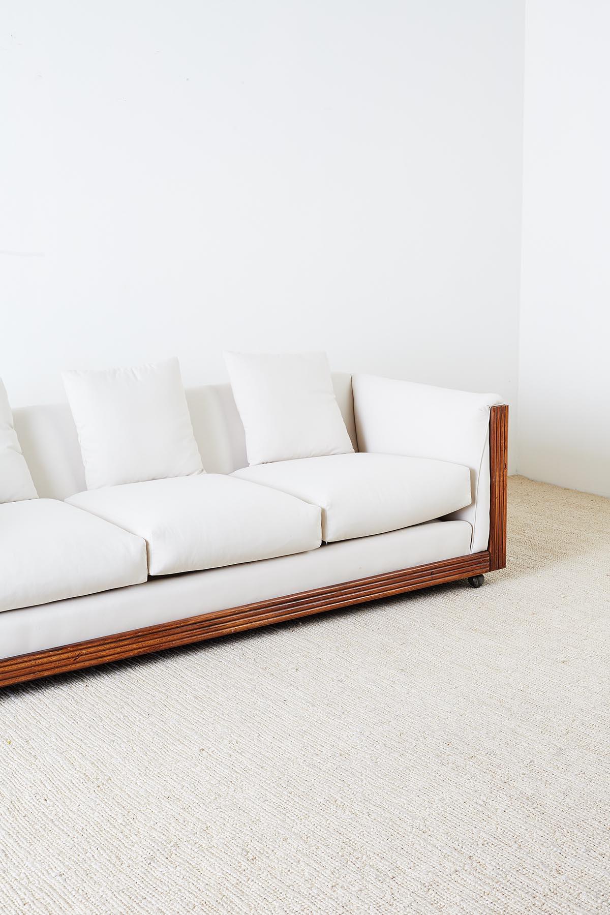 Gabriella Crespi Style Faux Bamboo Rattan Case Sofa 3