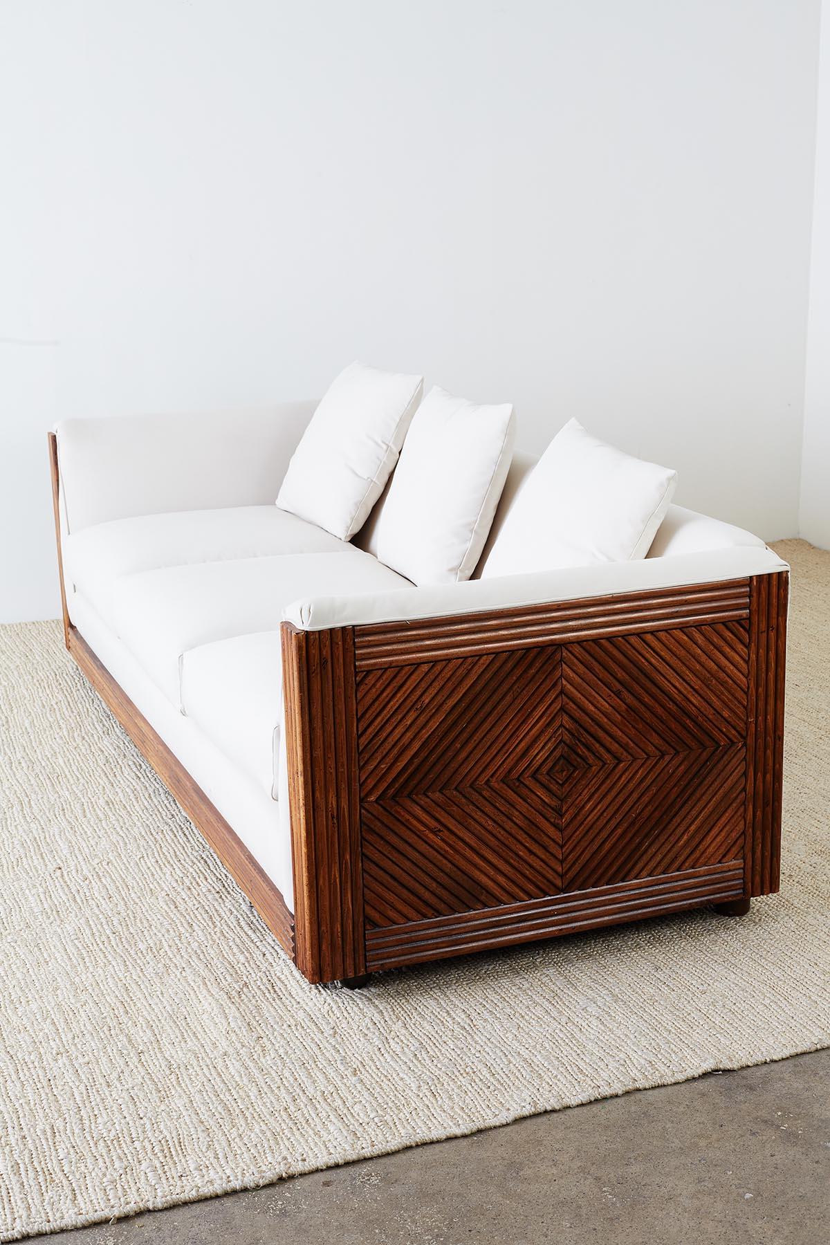 Gabriella Crespi Style Faux Bamboo Rattan Case Sofa 6