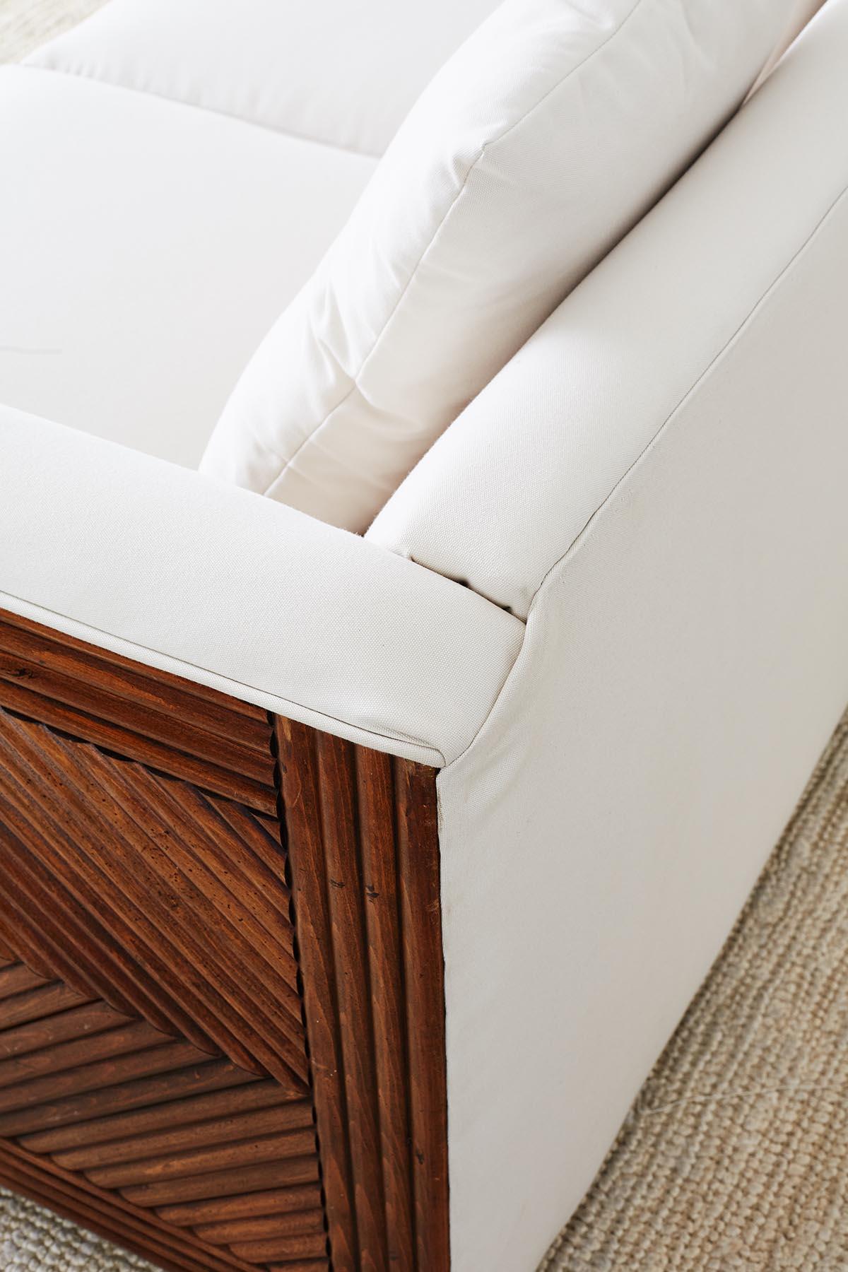 Gabriella Crespi Style Faux Bamboo Rattan Case Sofa 8