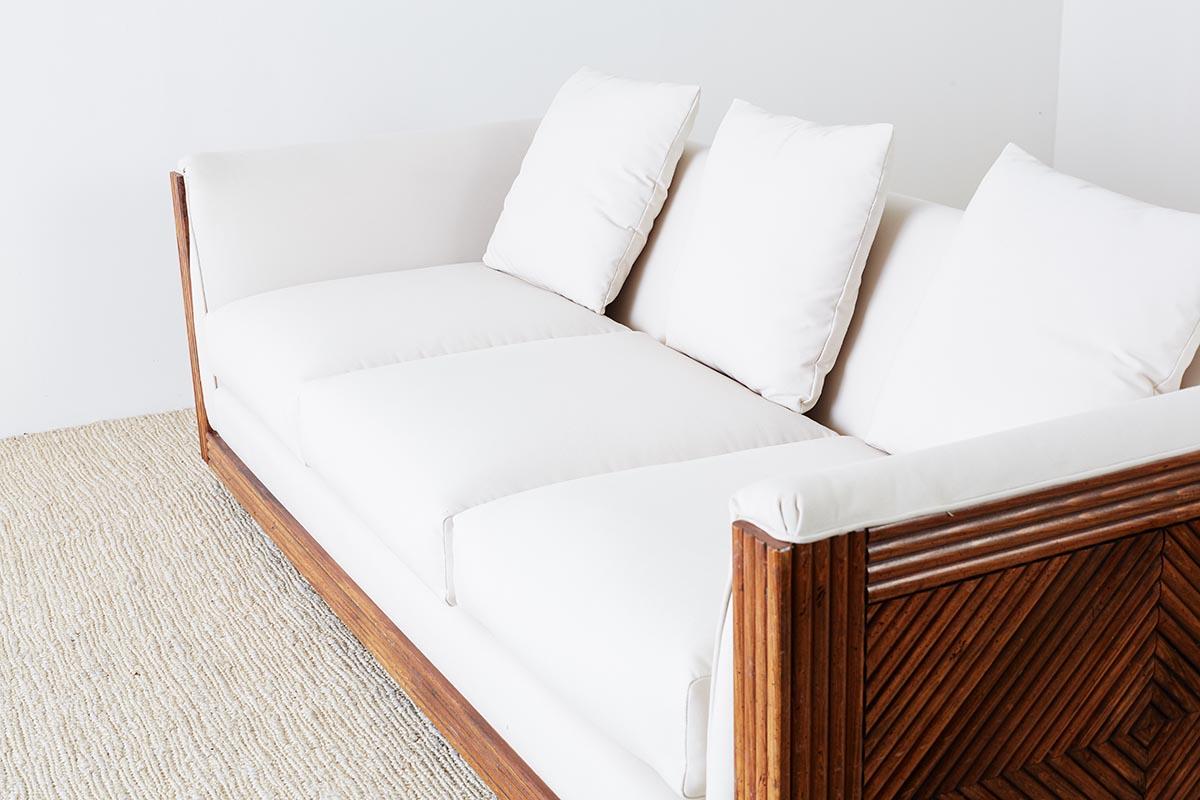 Gabriella Crespi Style Faux Bamboo Rattan Case Sofa 9