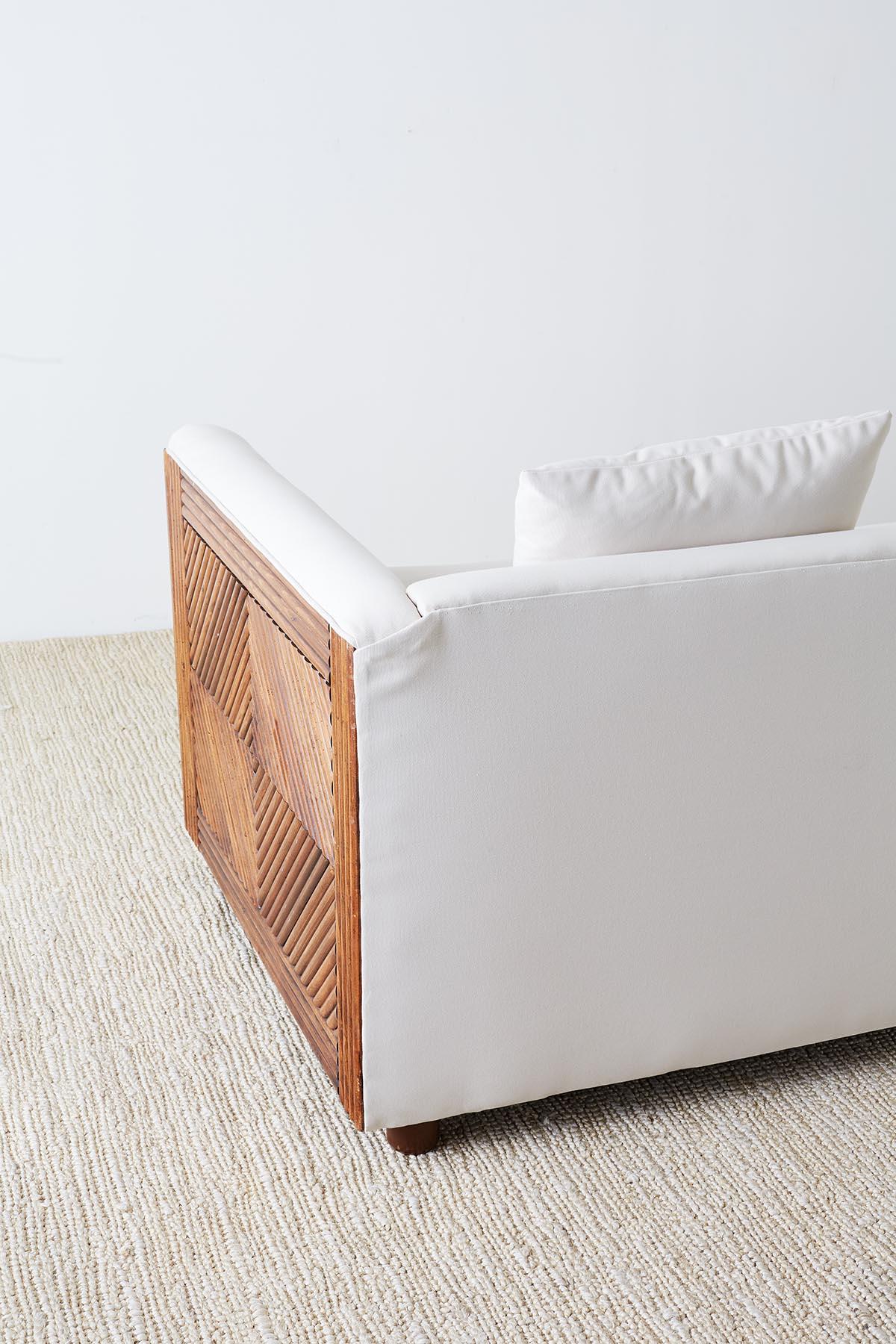 Gabriella Crespi Style Faux Bamboo Rattan Case Sofa 12