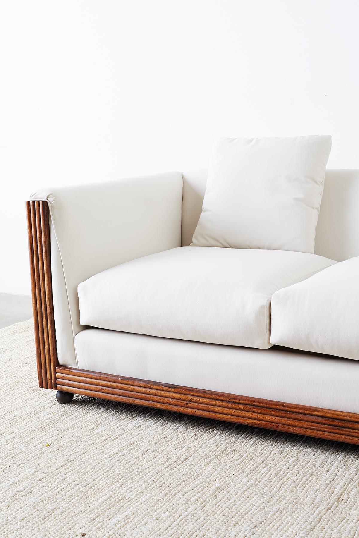 Gabriella Crespi Style Faux Bamboo Rattan Case Sofa 1