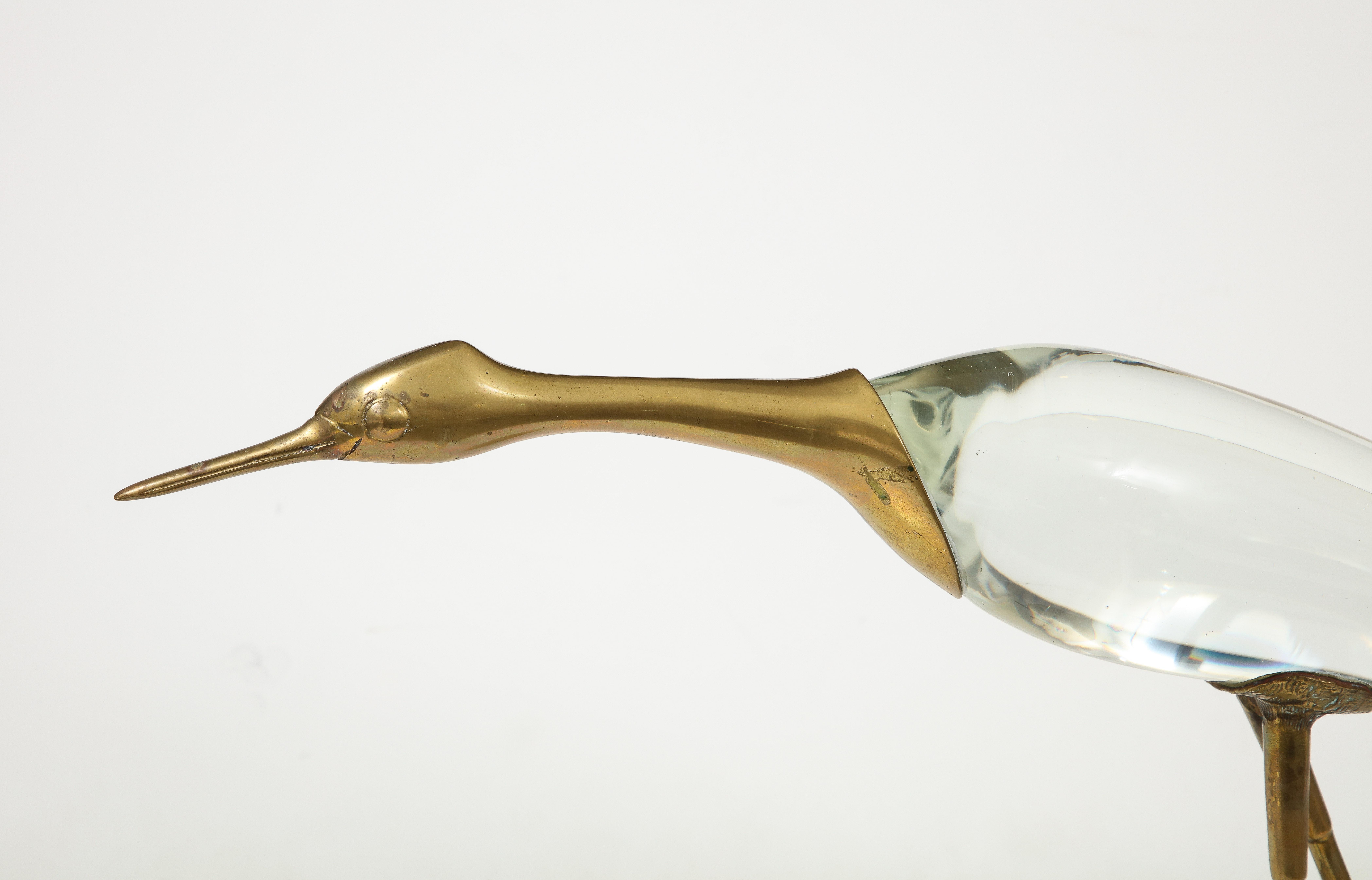 Gebriella Crespi Style Brass Egret Sculpture For Sale 3
