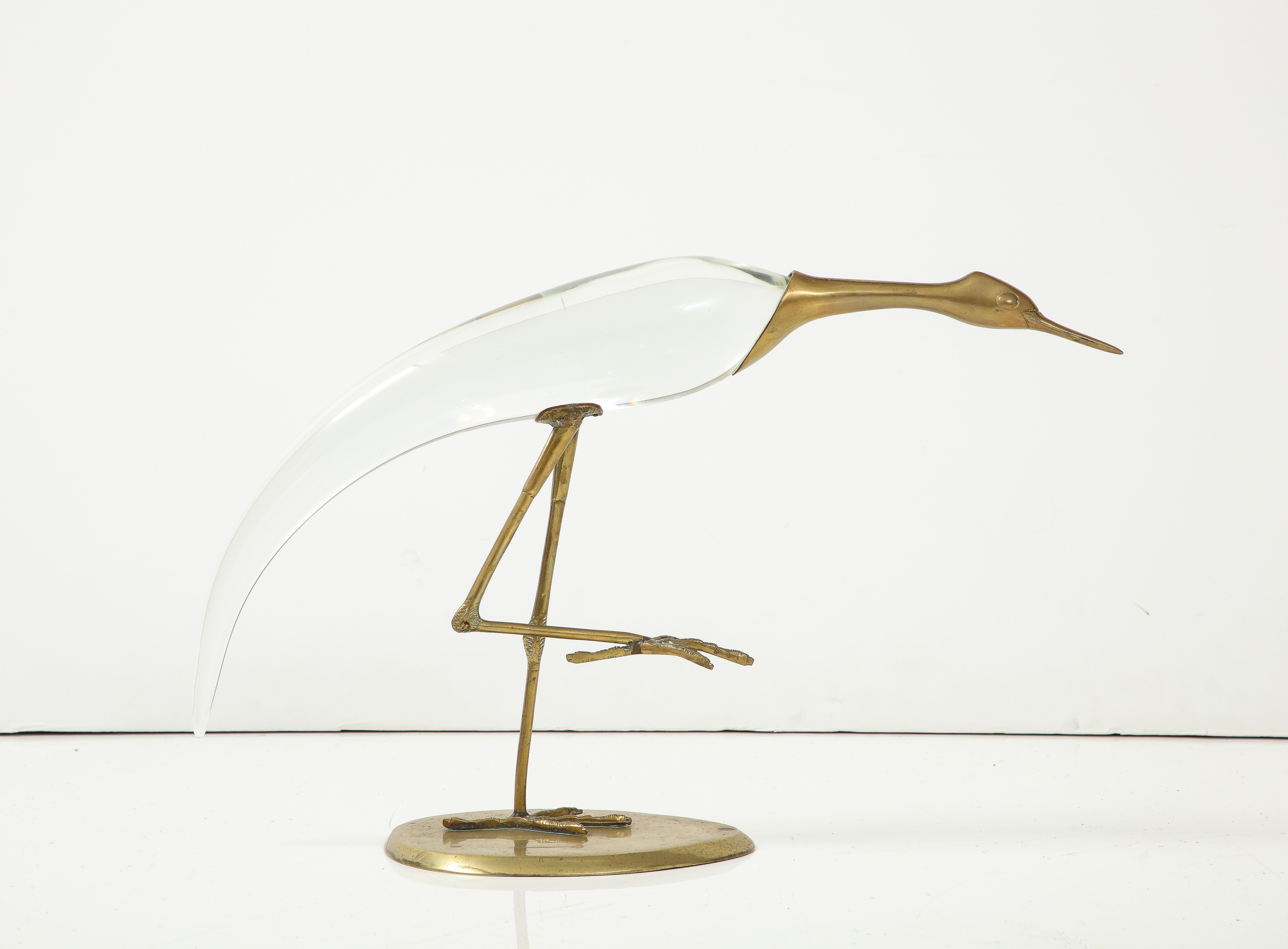 American Gebriella Crespi Style Brass Egret Sculpture For Sale