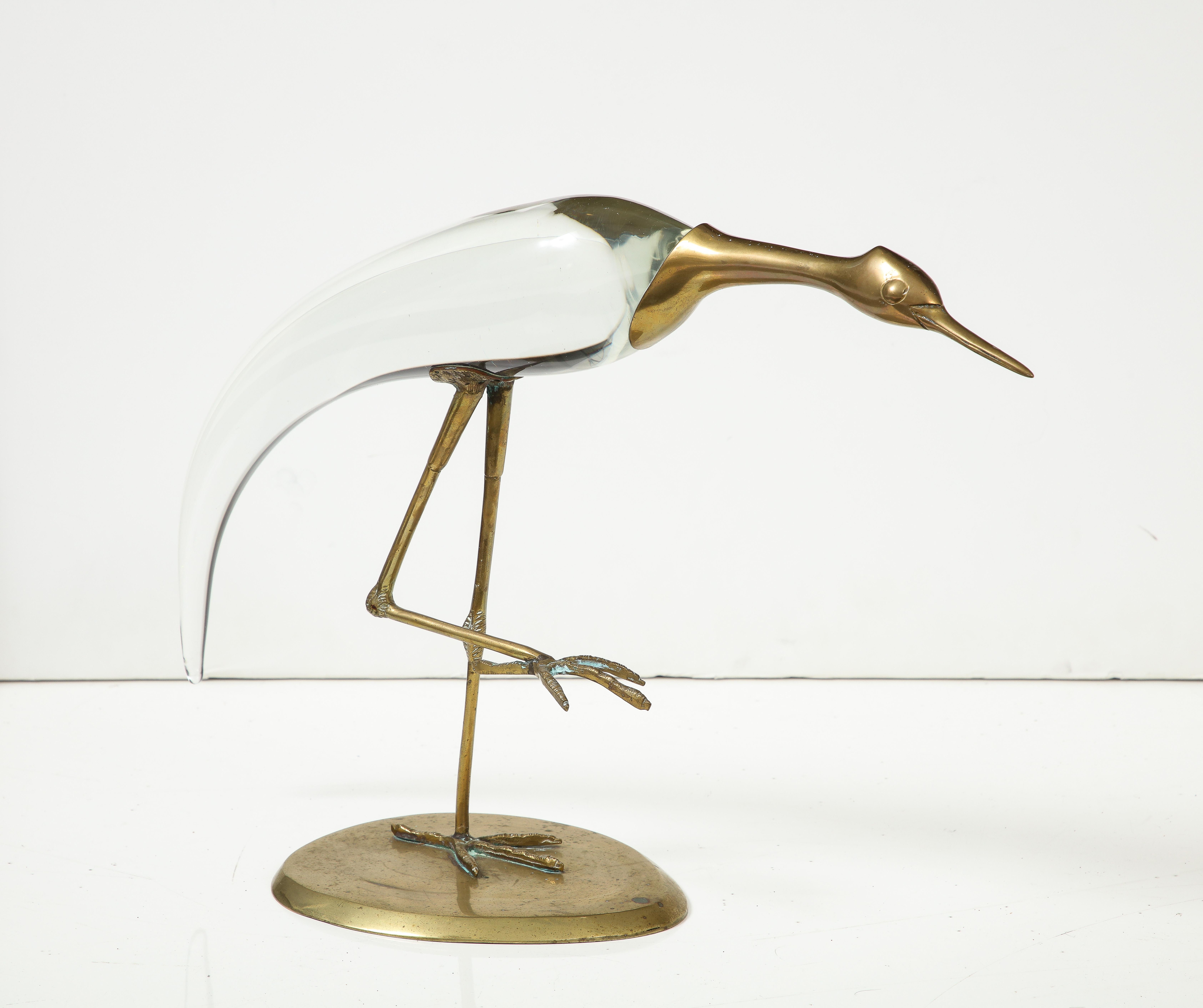 Gebriella Crespi Style Brass Egret Sculpture In Good Condition For Sale In New York, NY