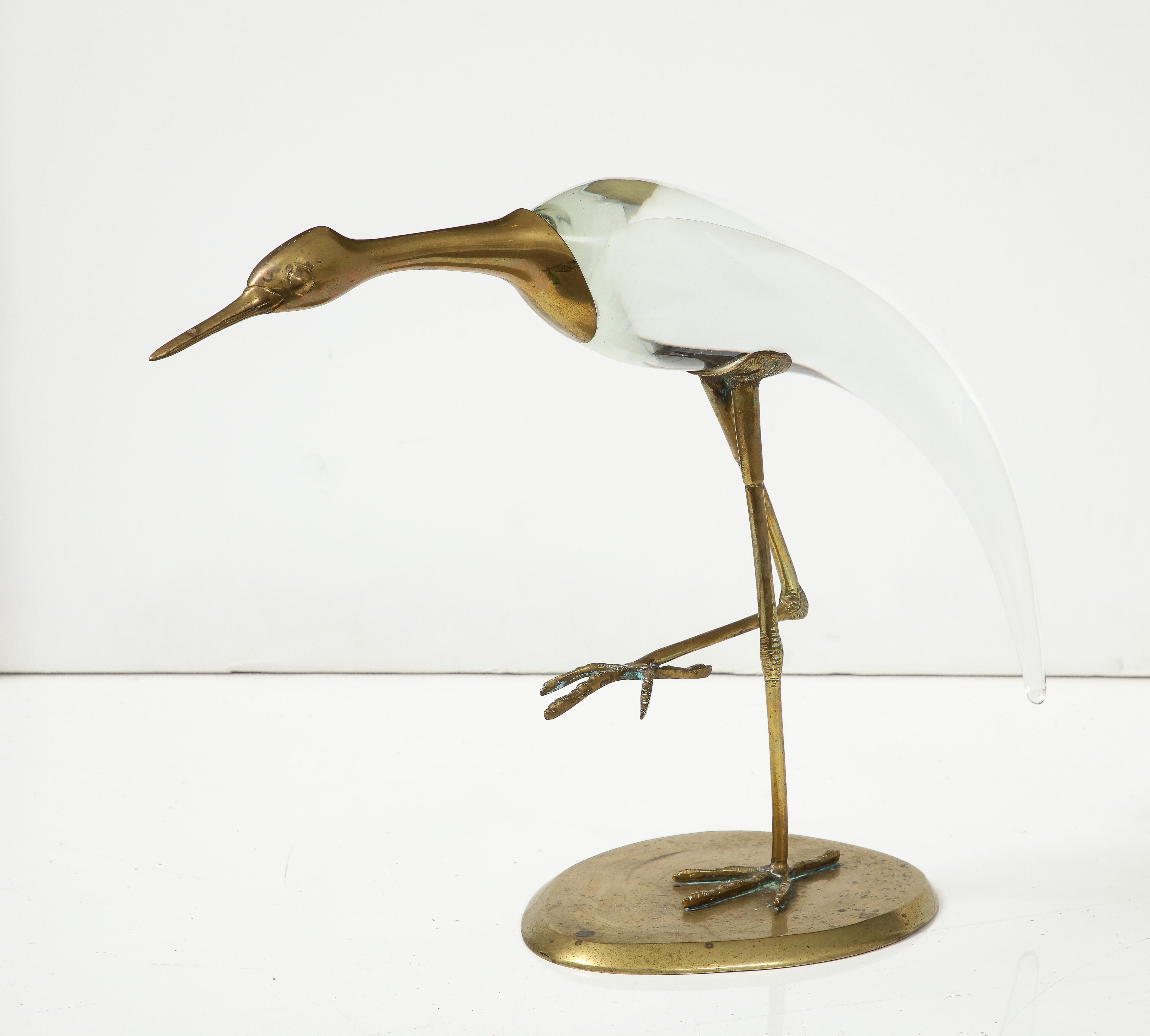 Gebriella Crespi Style Brass Egret Sculpture For Sale 2