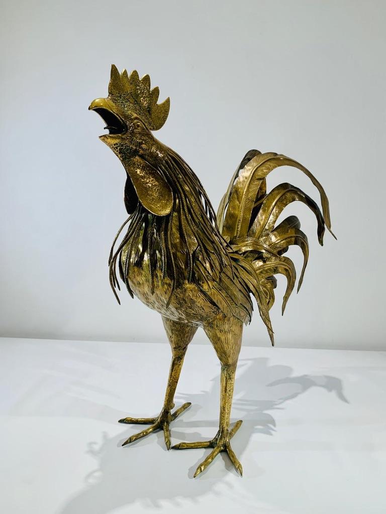  Italian bronze in natural size circa 1970 cock. In Good Condition For Sale In Rio De Janeiro, RJ