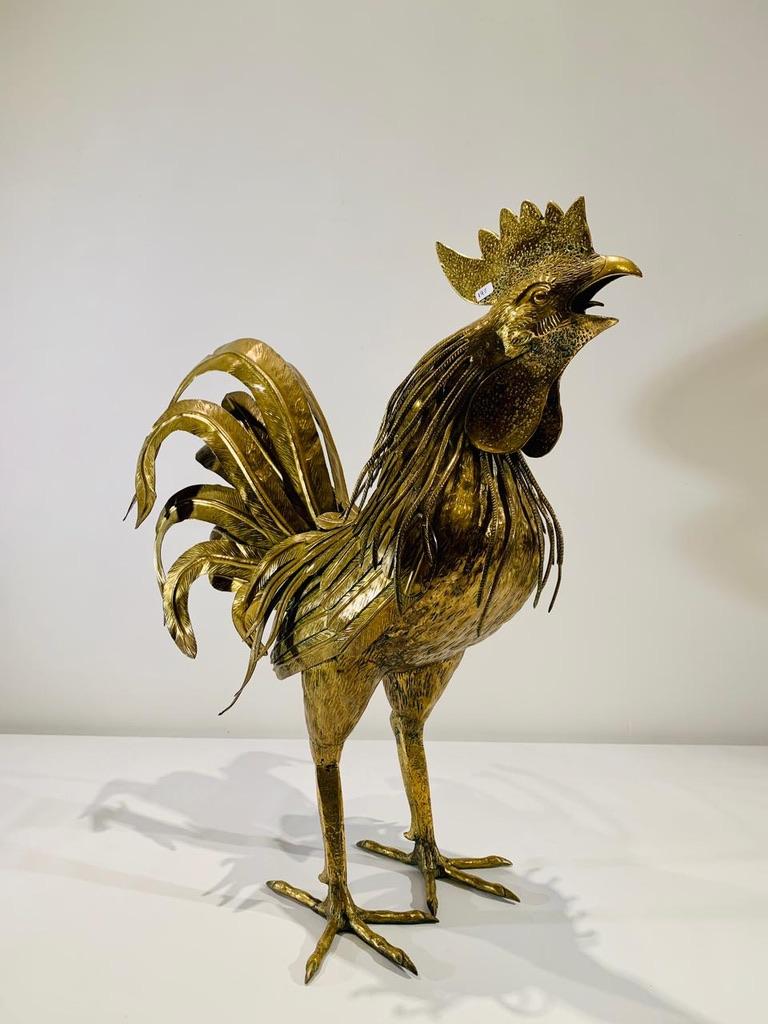 Bronze  Italian bronze in natural size circa 1970 cock. For Sale