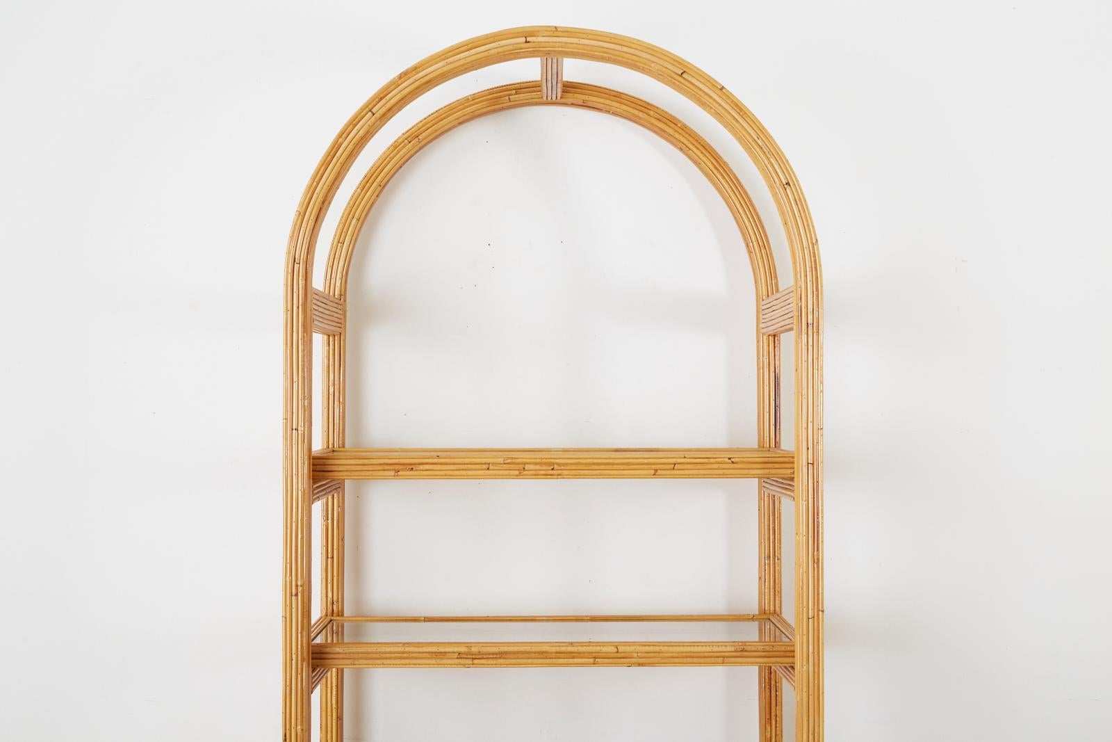 Hand-Crafted Italian Rattan Étagère Display Bookcase