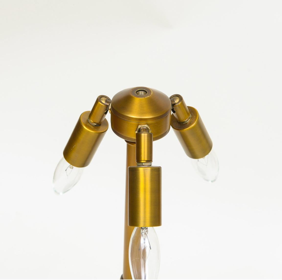 Brass Gabriella Crespi Style Large Bamboo Pair of Table Lamps with Blue Lacquer Bases For Sale