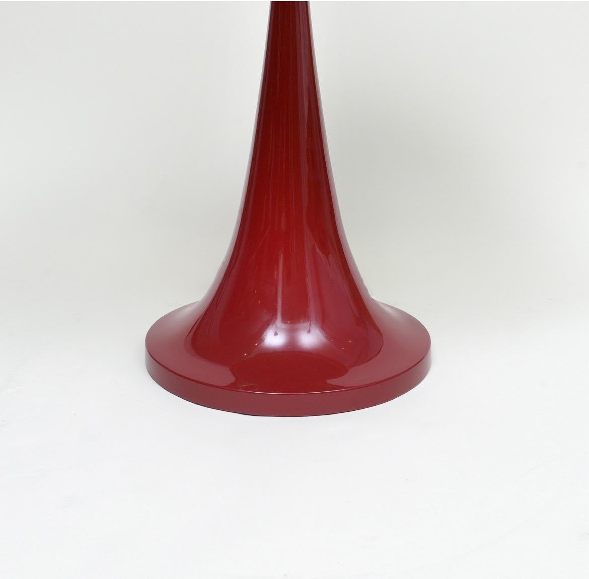 Contemporary Gabriella Crespi Style Large Bamboo Pair of Table Lamps with Red Lacquer Bases For Sale