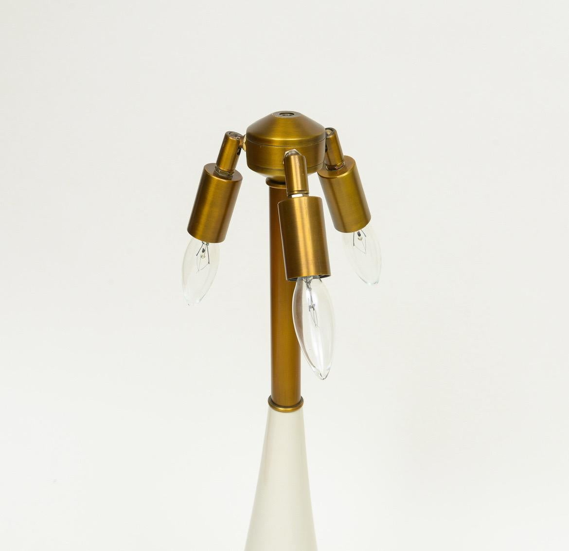 Gabriella Crespi Style Large Bamboo Pair of Table Lamps with White Lacquer Bases In New Condition For Sale In New York, NY