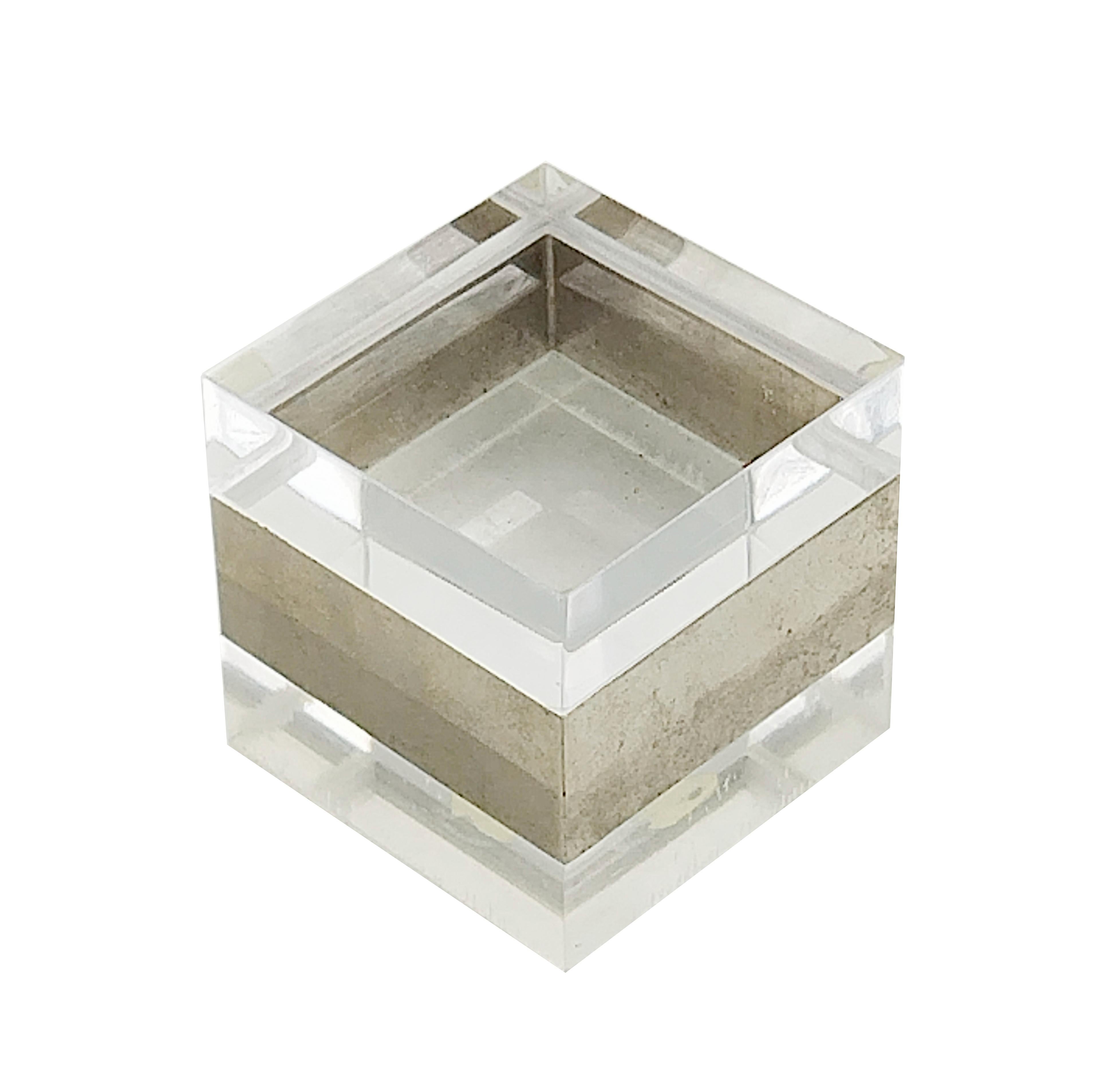 Italian  Lucite and Chrome Box, Italy, 1970s For Sale