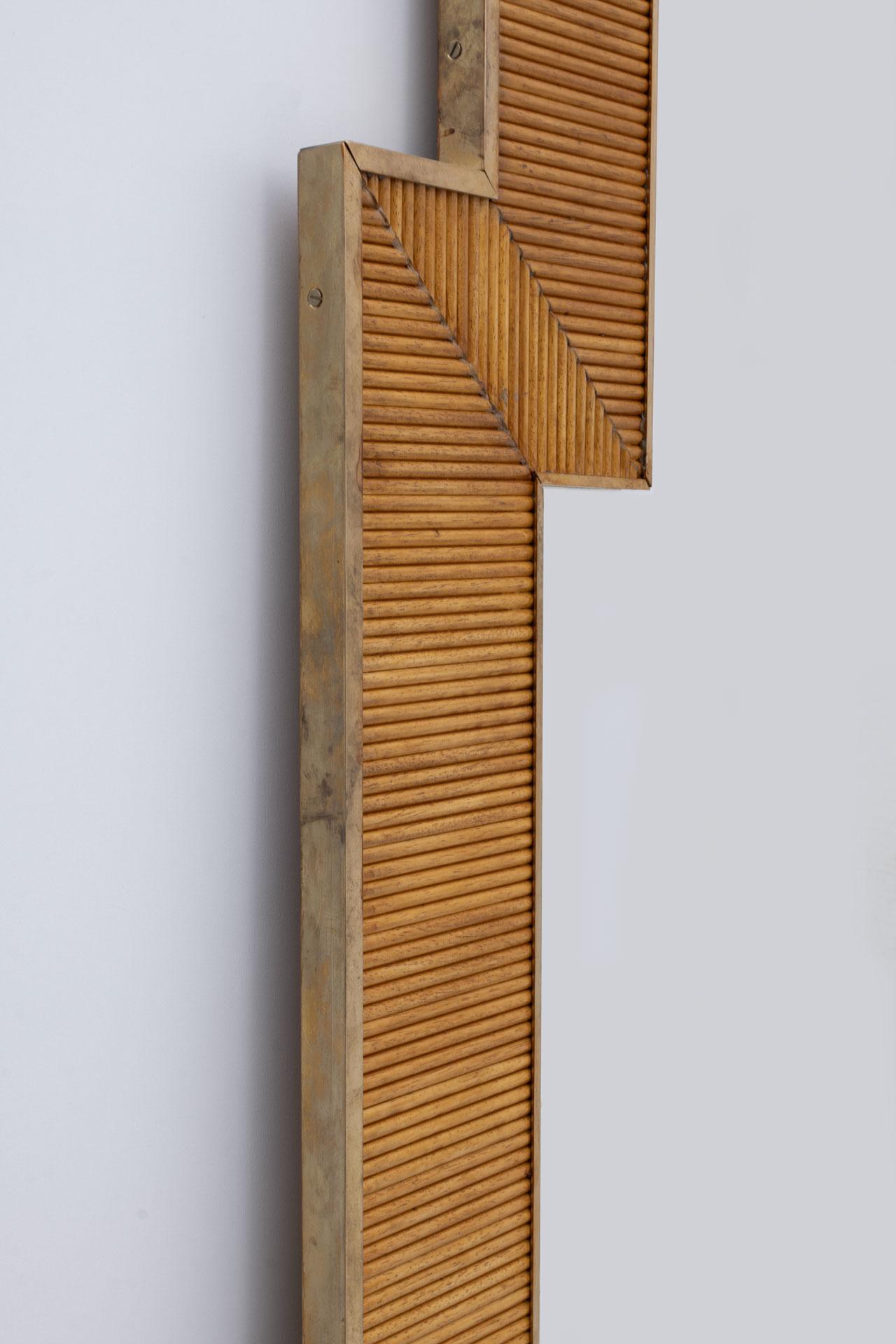 Gabriella Crespi Stil Mid-Century Modern Italienisch Holz und Messing Spiegel, Paar im Angebot 1