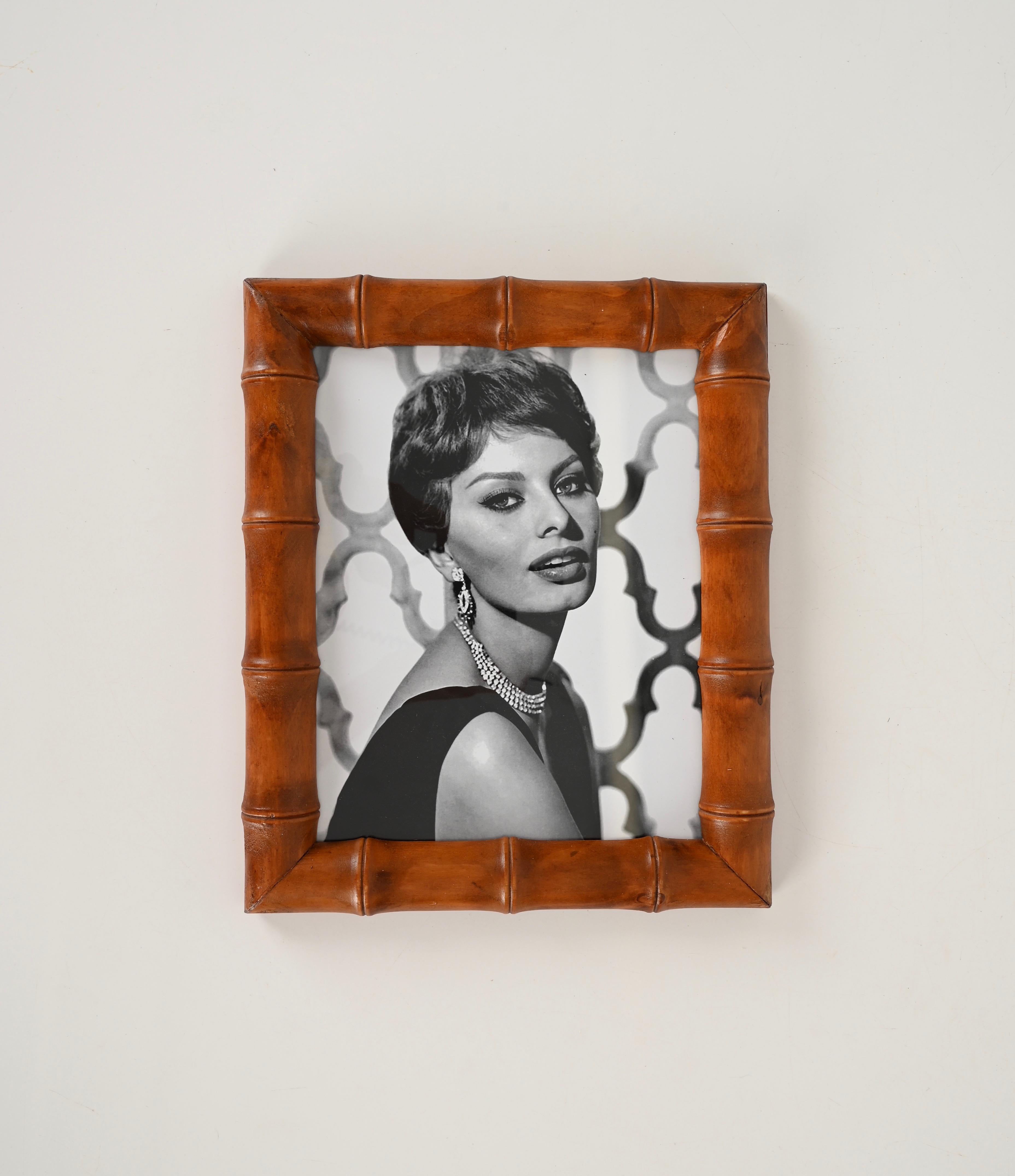 Mid-Century Modern Gabriella Crespi Style Mid-Century Wall Picture Frame in Bamboo, Italy 1950s For Sale