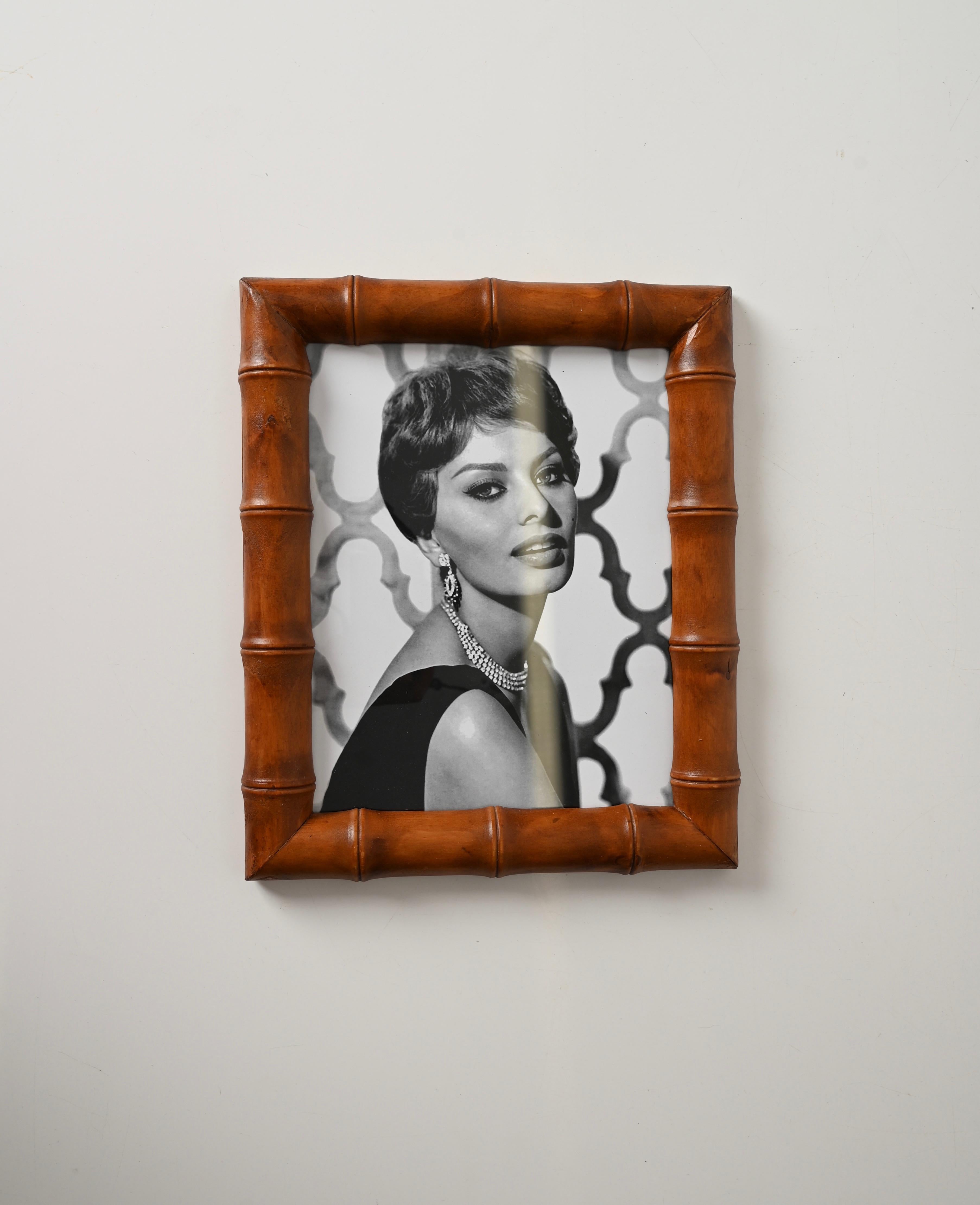 Gabriella Crespi Style Mid-Century Wall Picture Frame in Bamboo, Italy 1950s For Sale 1