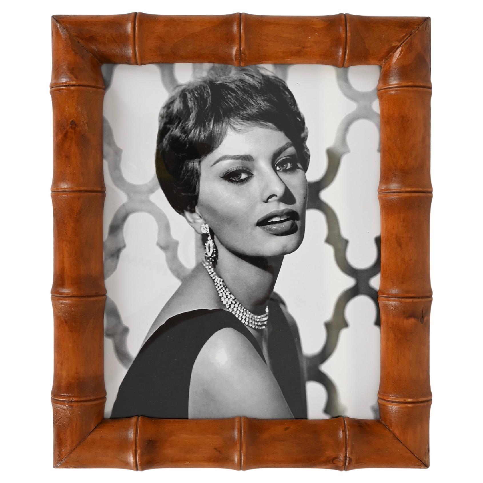 Gabriella Crespi Style Mid-Century Wall Picture Frame in Bamboo, Italy 1950s For Sale